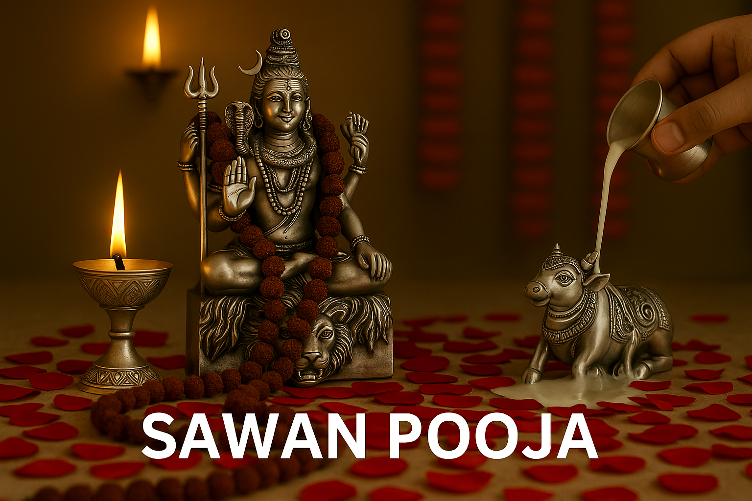 Celebrate Sawan with PSA Jewels: Pure Silver Idols & Pooja Essentials for Shravan, Sawan Pooja scene.