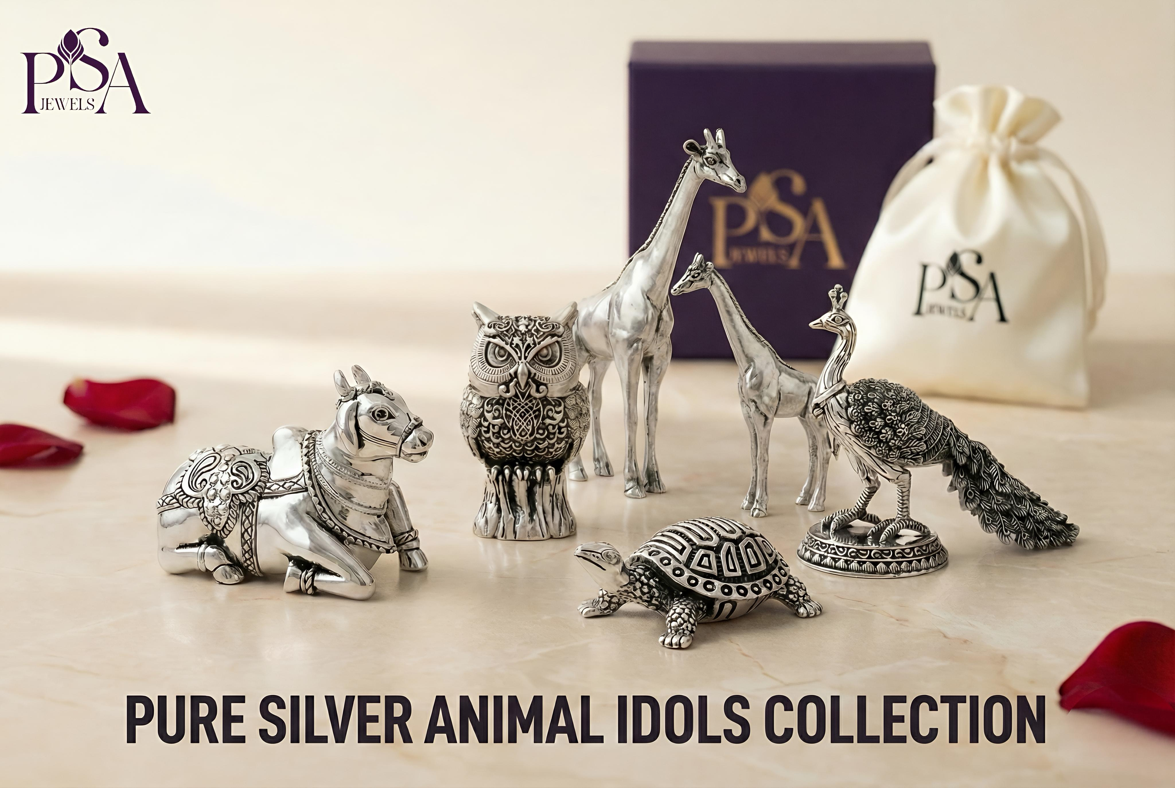 Celebrate Grace, Strength & Auspicious Energy with the Animals in Silver Collection featuring Pure Silver animal idols.