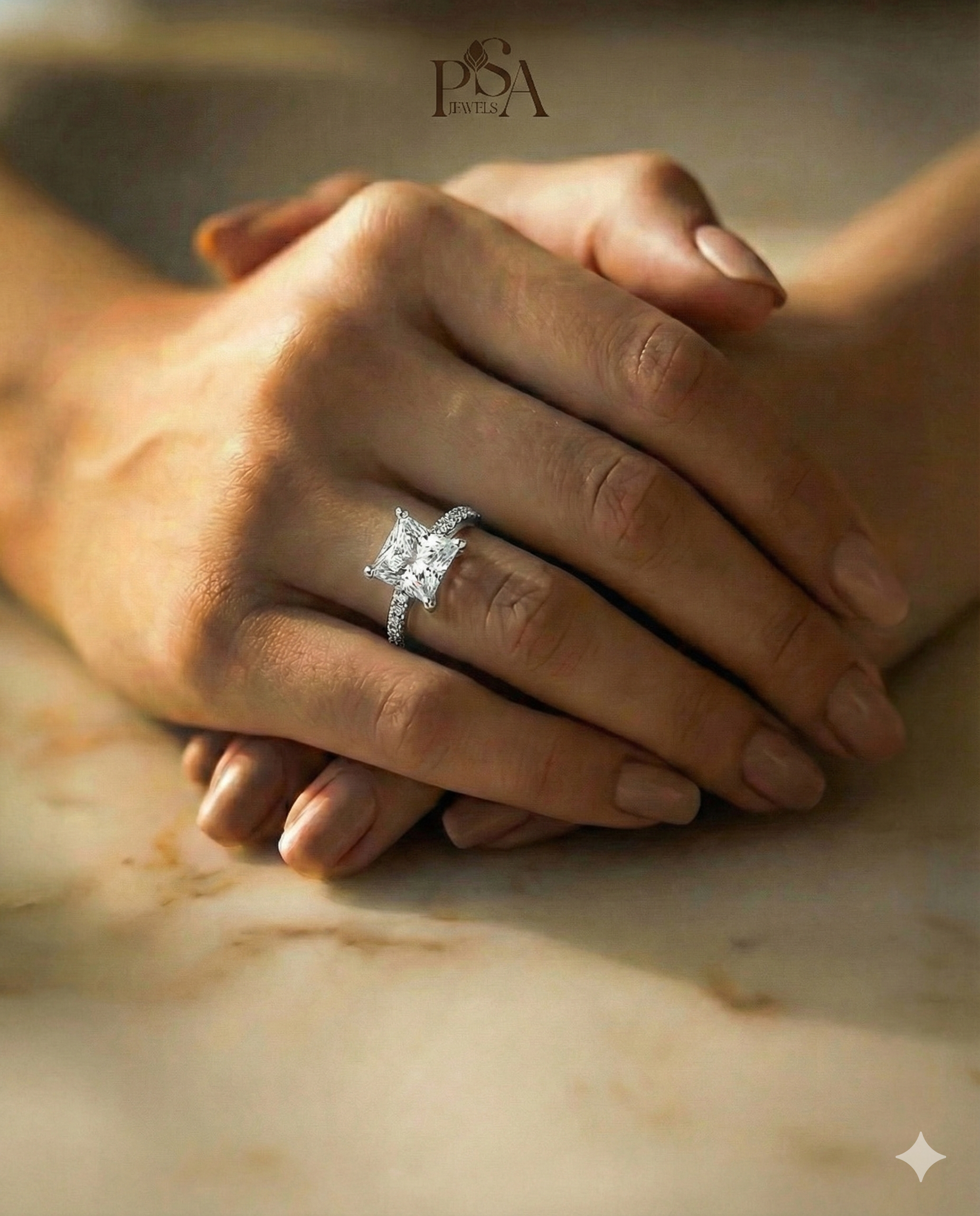 Pure Silver Princess Cut Ring