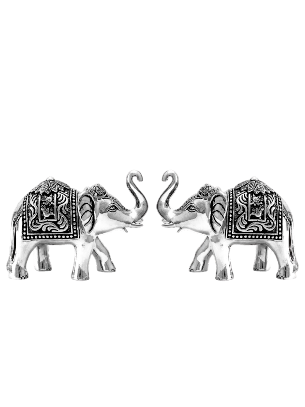 Pure Silver Elephant Uptrunk Pair Idol - PSA Jewels