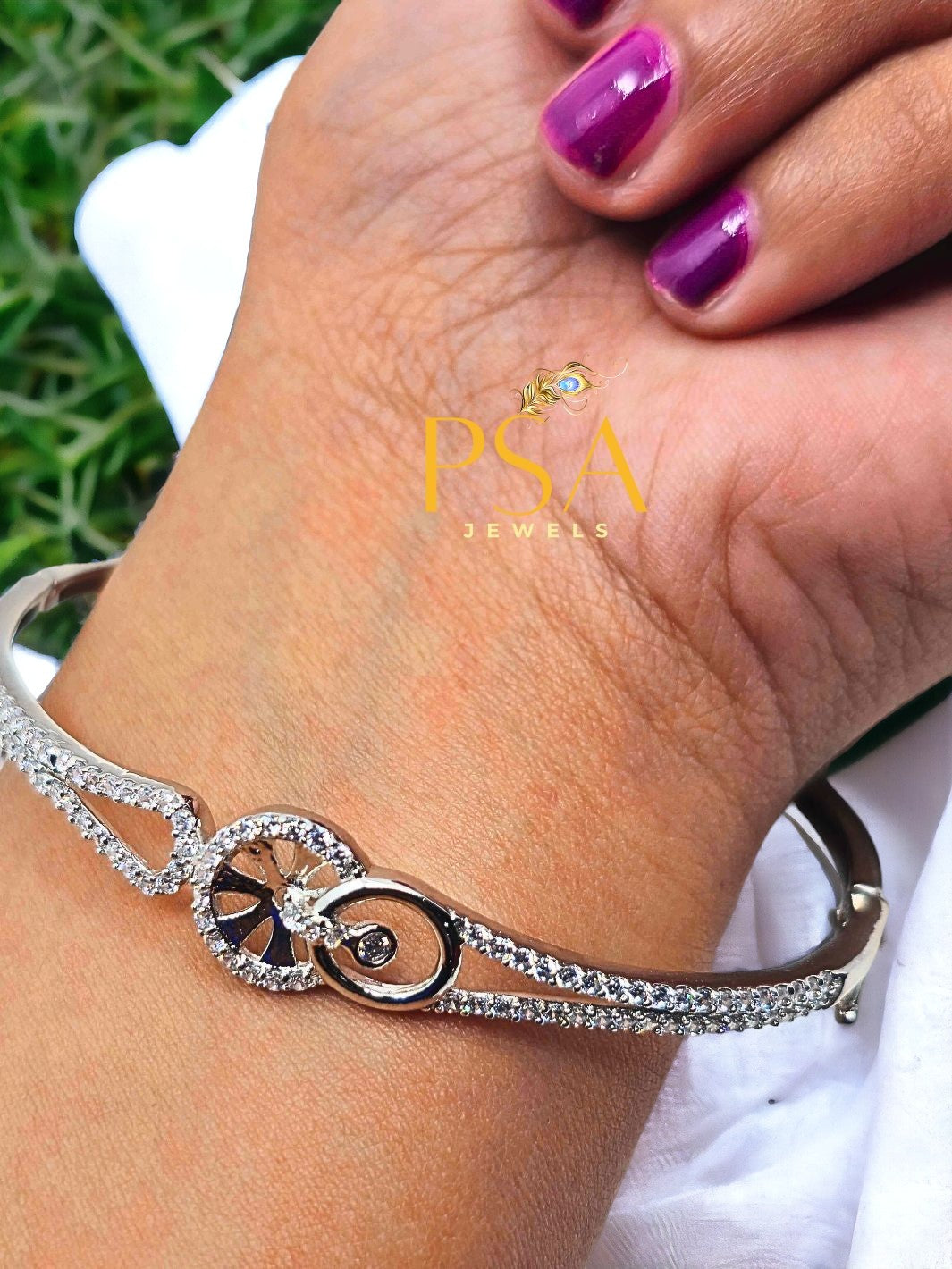 Silver Zircon Rhodium Chakra Bracelet - PSA Jewels