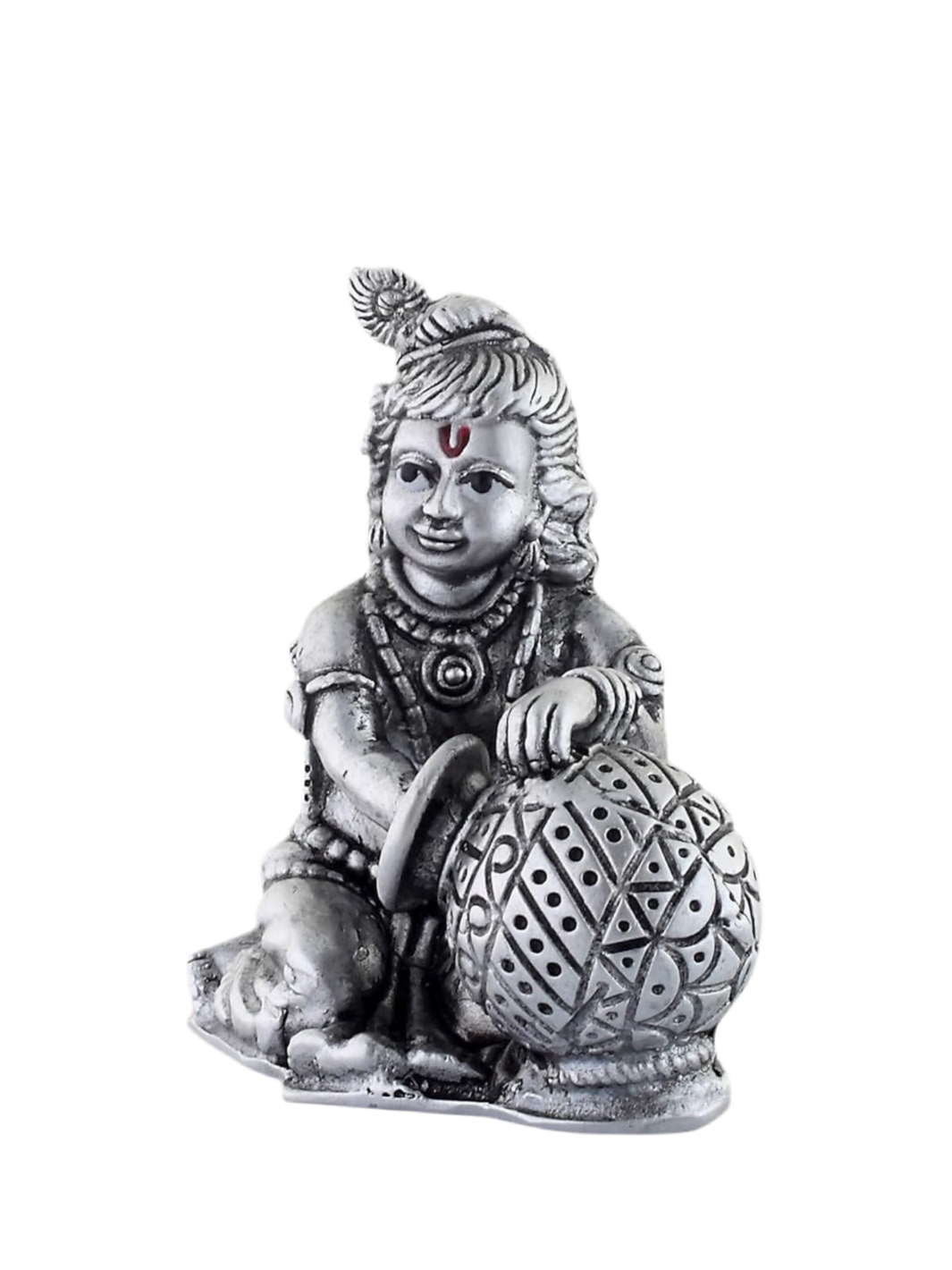 Pure Silver Antique Finish Mini Makhan Bal Gopal Krishna Idol