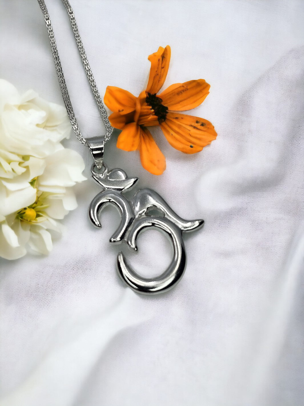 Big Om Silver Pendant with chain - PSA Jewels