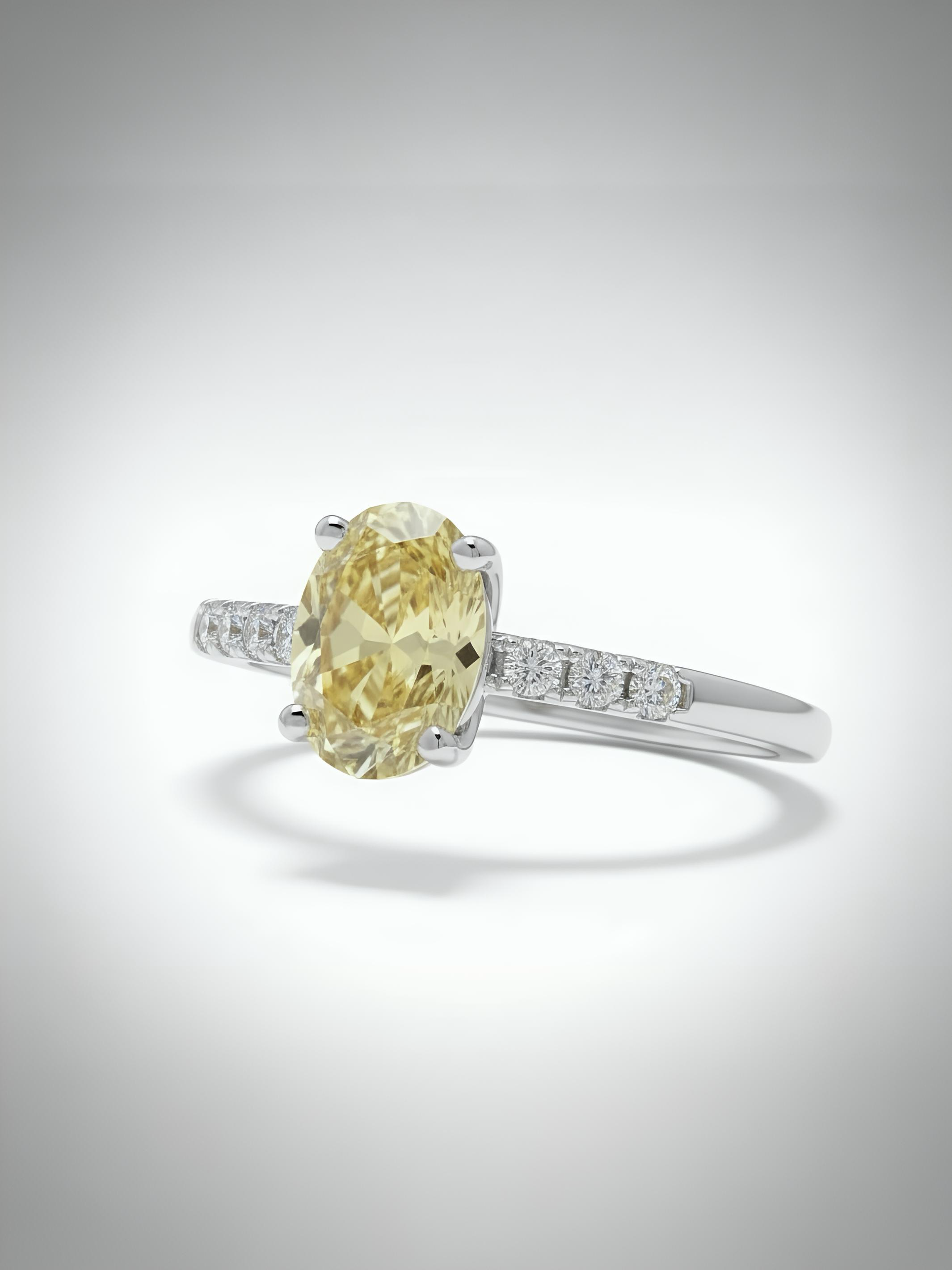 Pure Silver Yellow Sapphire Ring