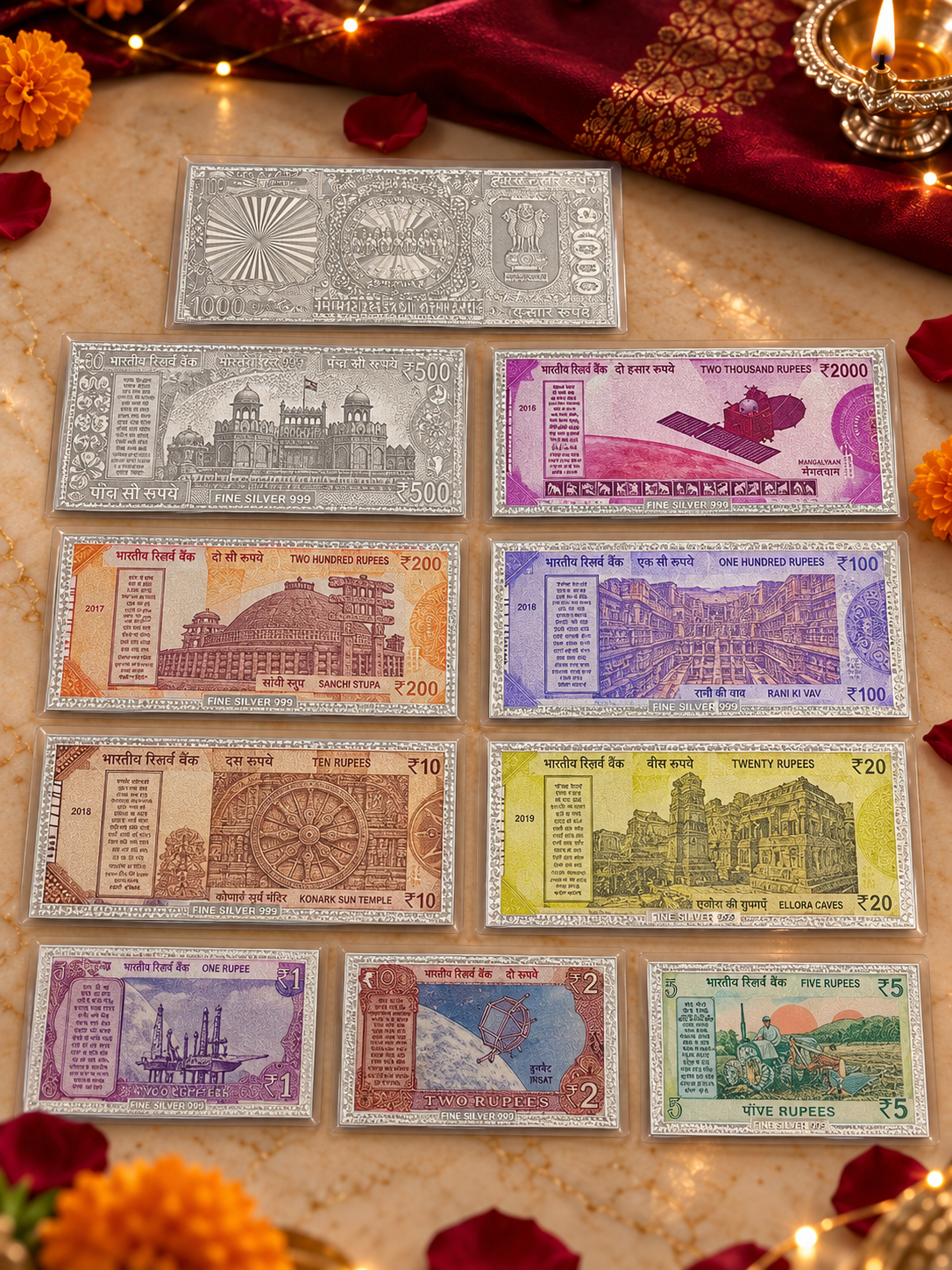 Rajat Dhan — Pure 999 Silver Note Collection (Set of 11)