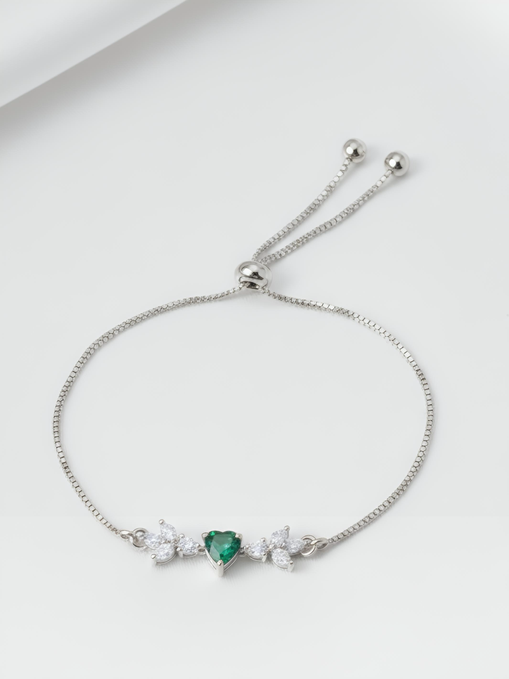 Green Bits of Bloom Pure Silver Bracelet