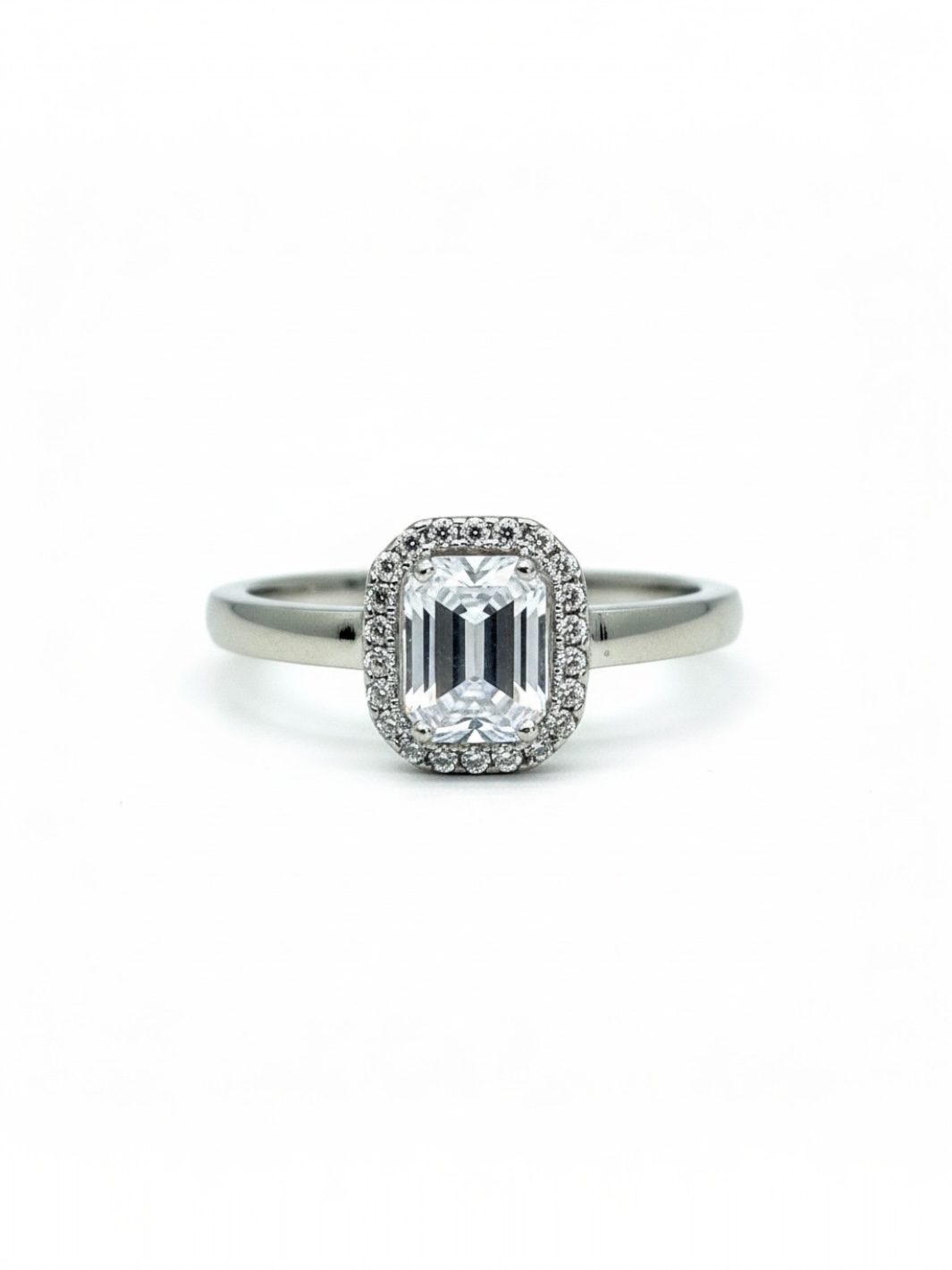 Pure Silver Emerald Cut Ring