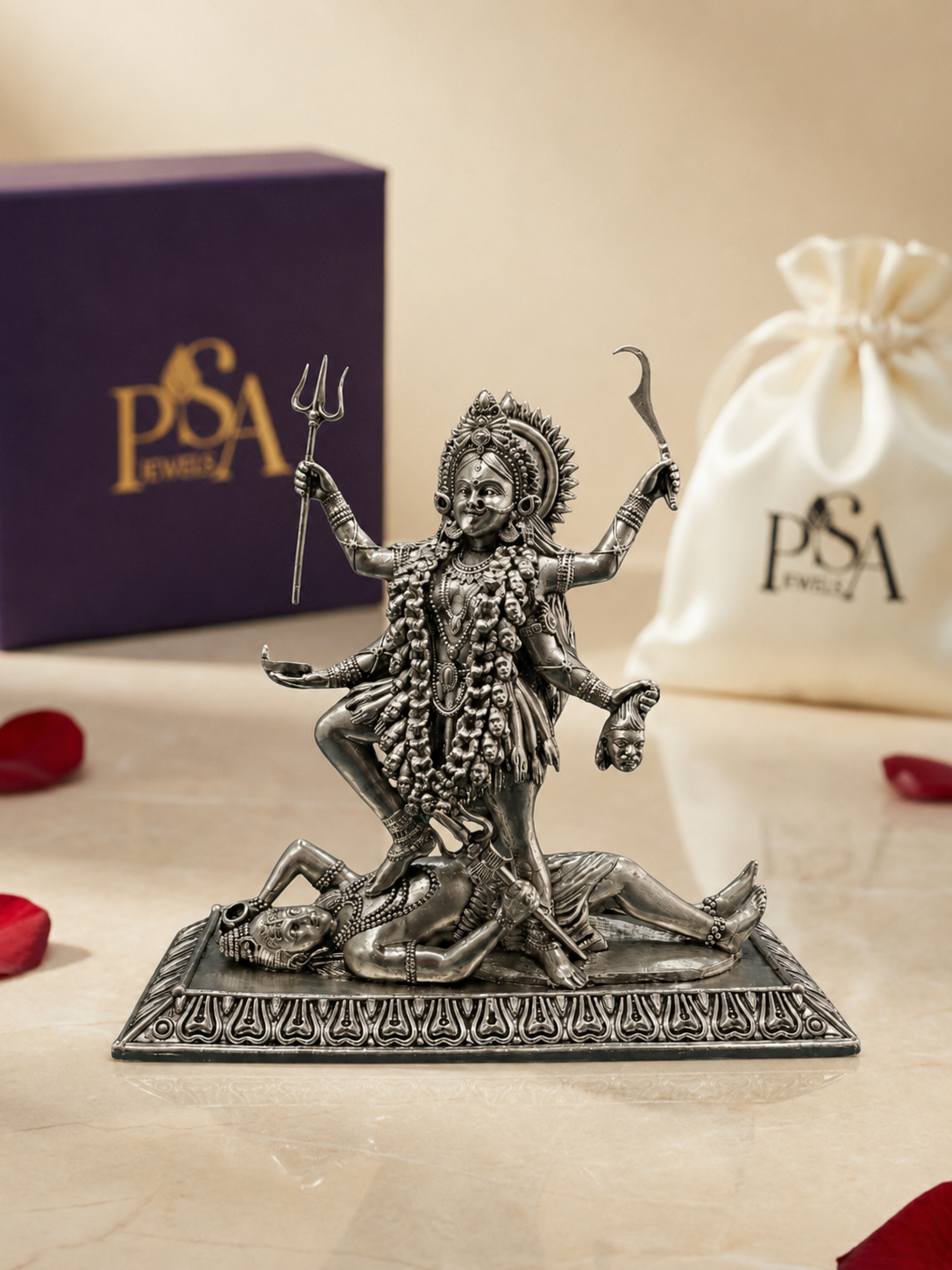 Pure Silver Antique Finish Kali Maa Idol