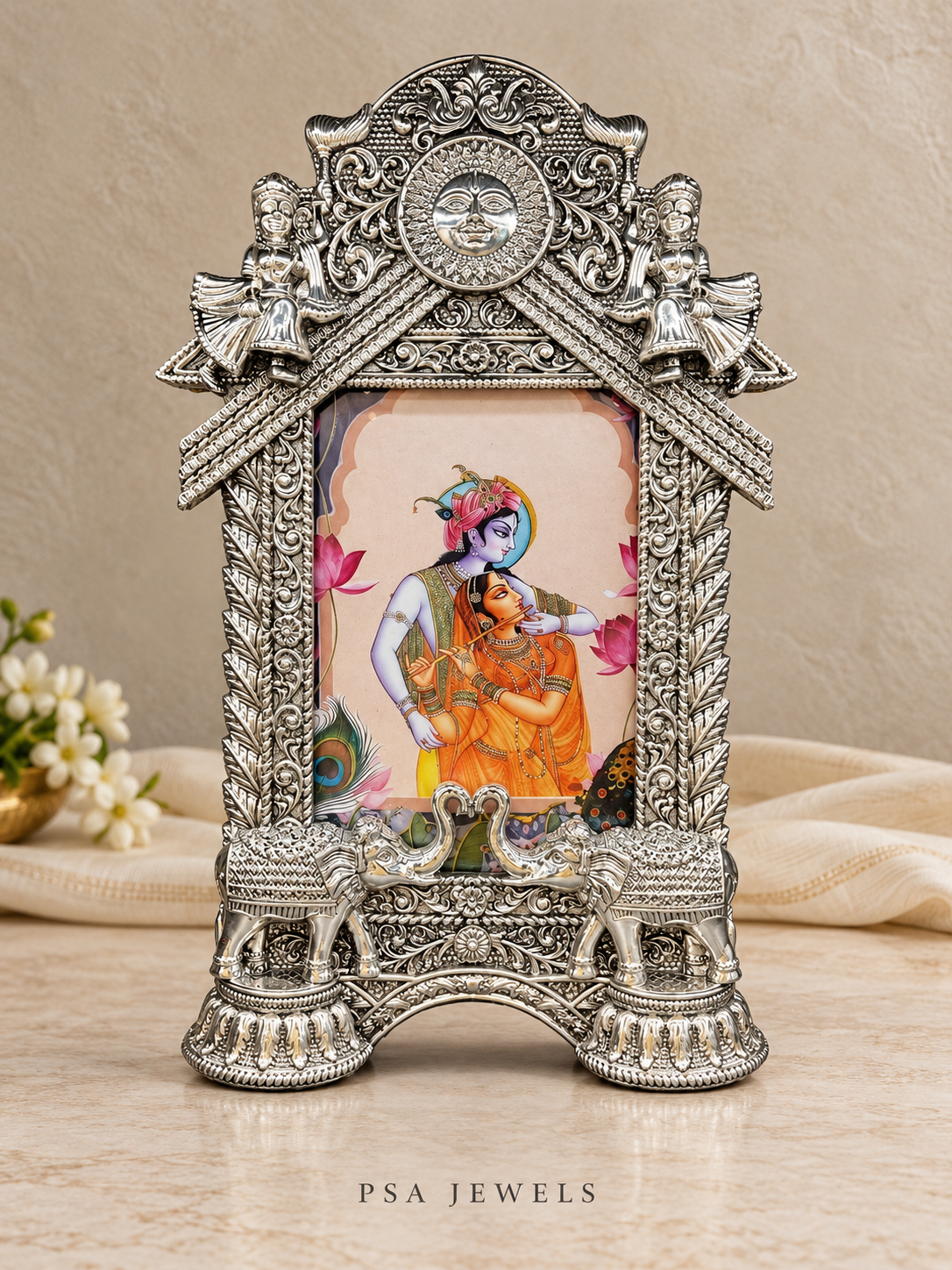 Pure 999 Antique-Finish Silver Elephant Photo Frame