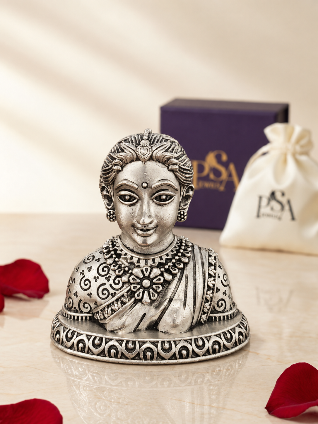 Pure 925 Silver Antique-Finish Gowri Maa Mukhda Idol