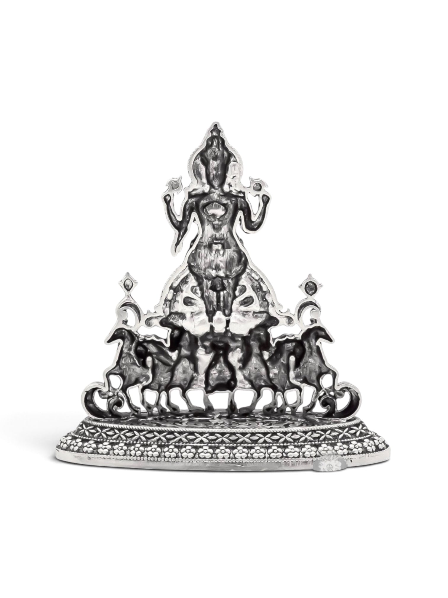 Pure 925 Silver Antique-Finish Surya Dev Seven-Horse Chariot Idol