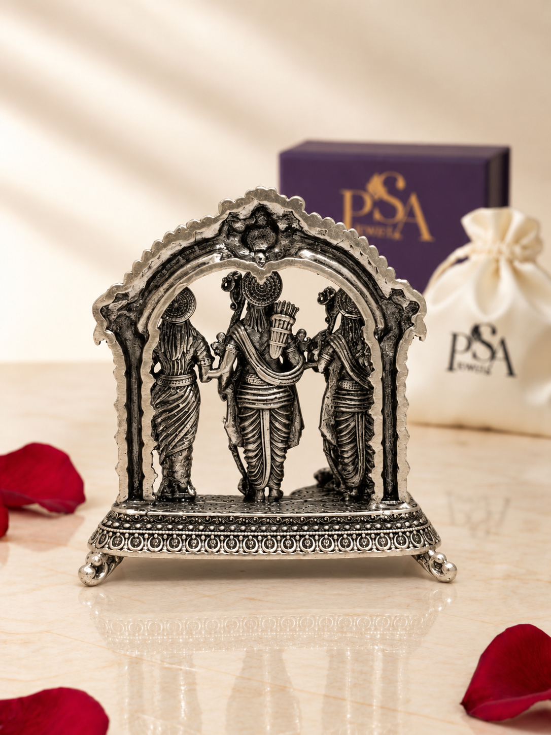 Pure 925 Silver Antique-Finish Ram Darbar Idol