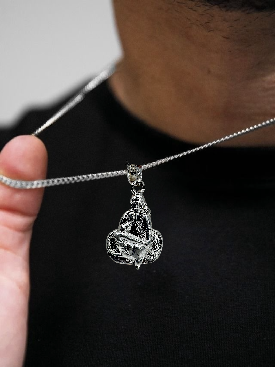 Sai Baba Silver Pendant with chain - PSA Jewels