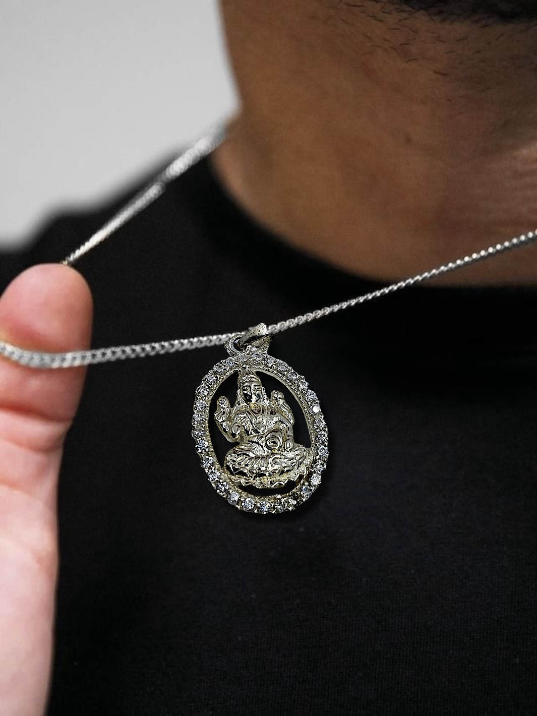 Maha Laxmi ji Silver Pendant with chain - PSA Jewels