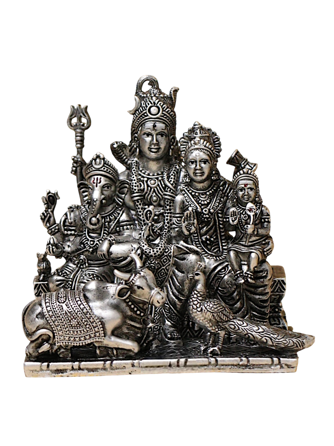 Pure Silver Antique Shivaparivaar Idol