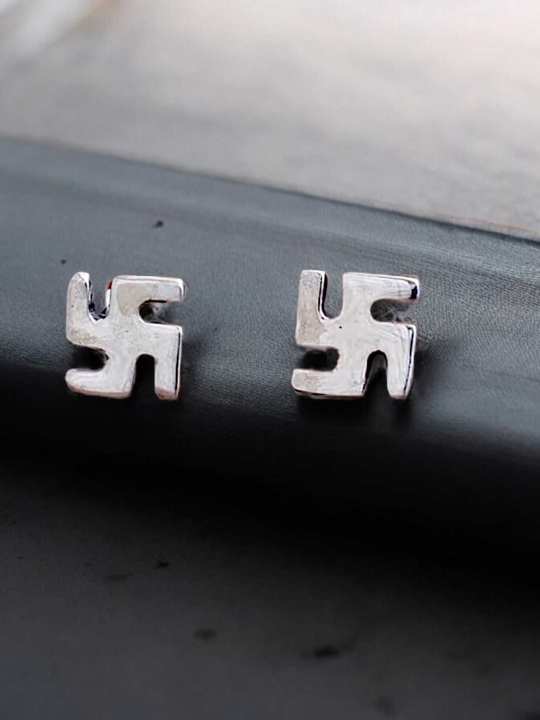 Swastik Stud Silver Earring - PSA Jewels