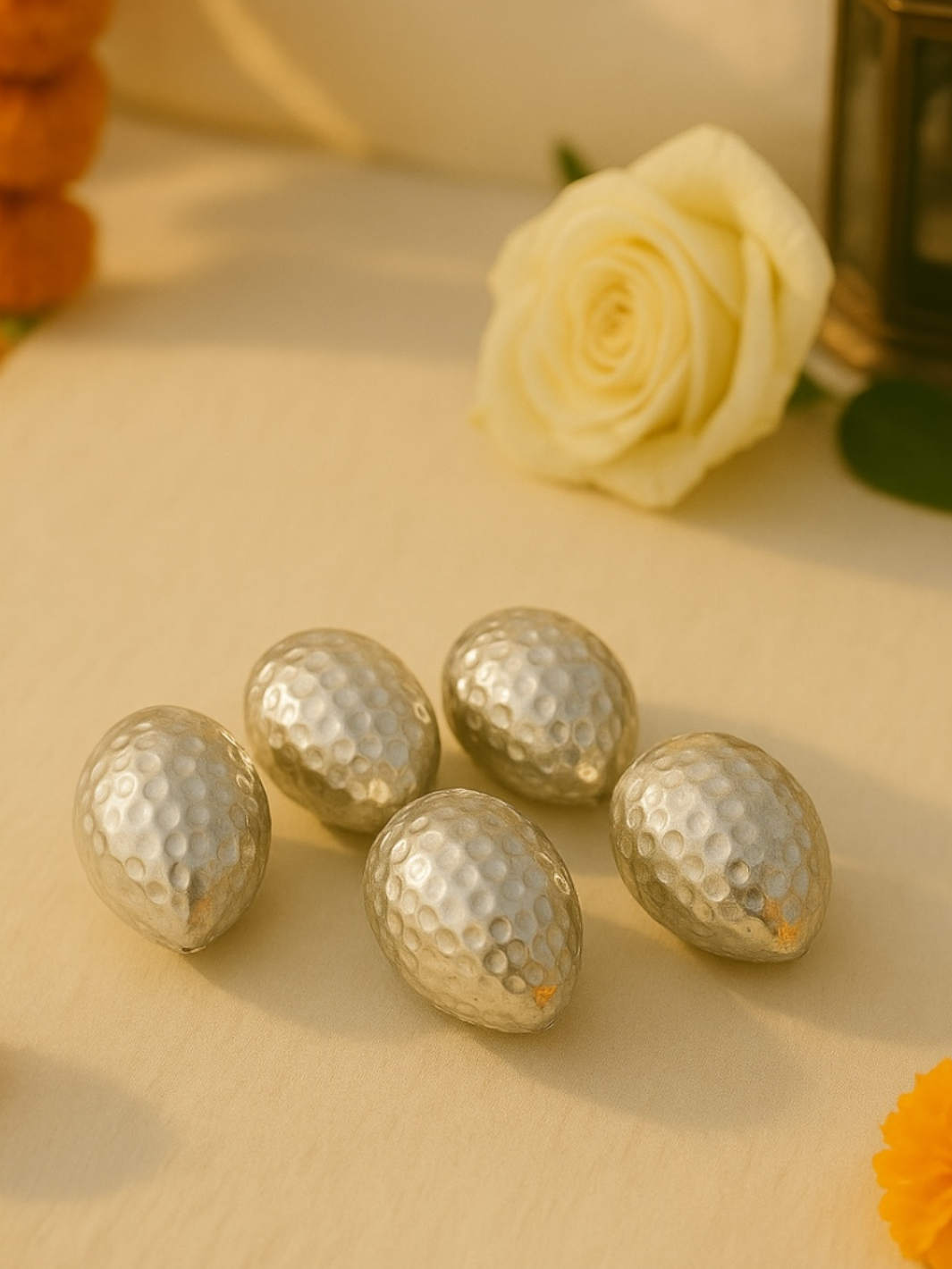 Pure Silver Supari/ Betel nut (4 pieces)