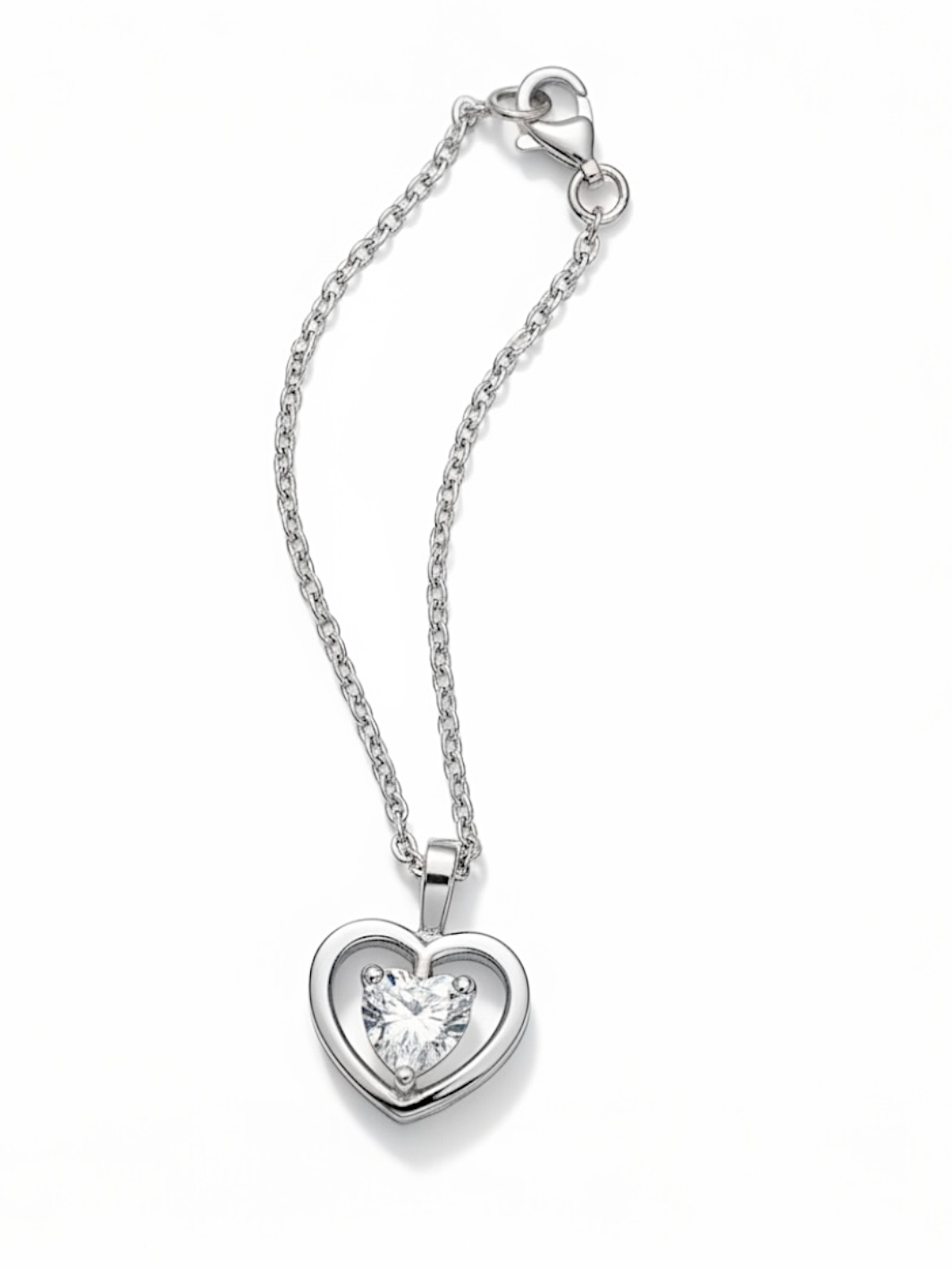 Crystal Heart Pure Silver Watch Charm