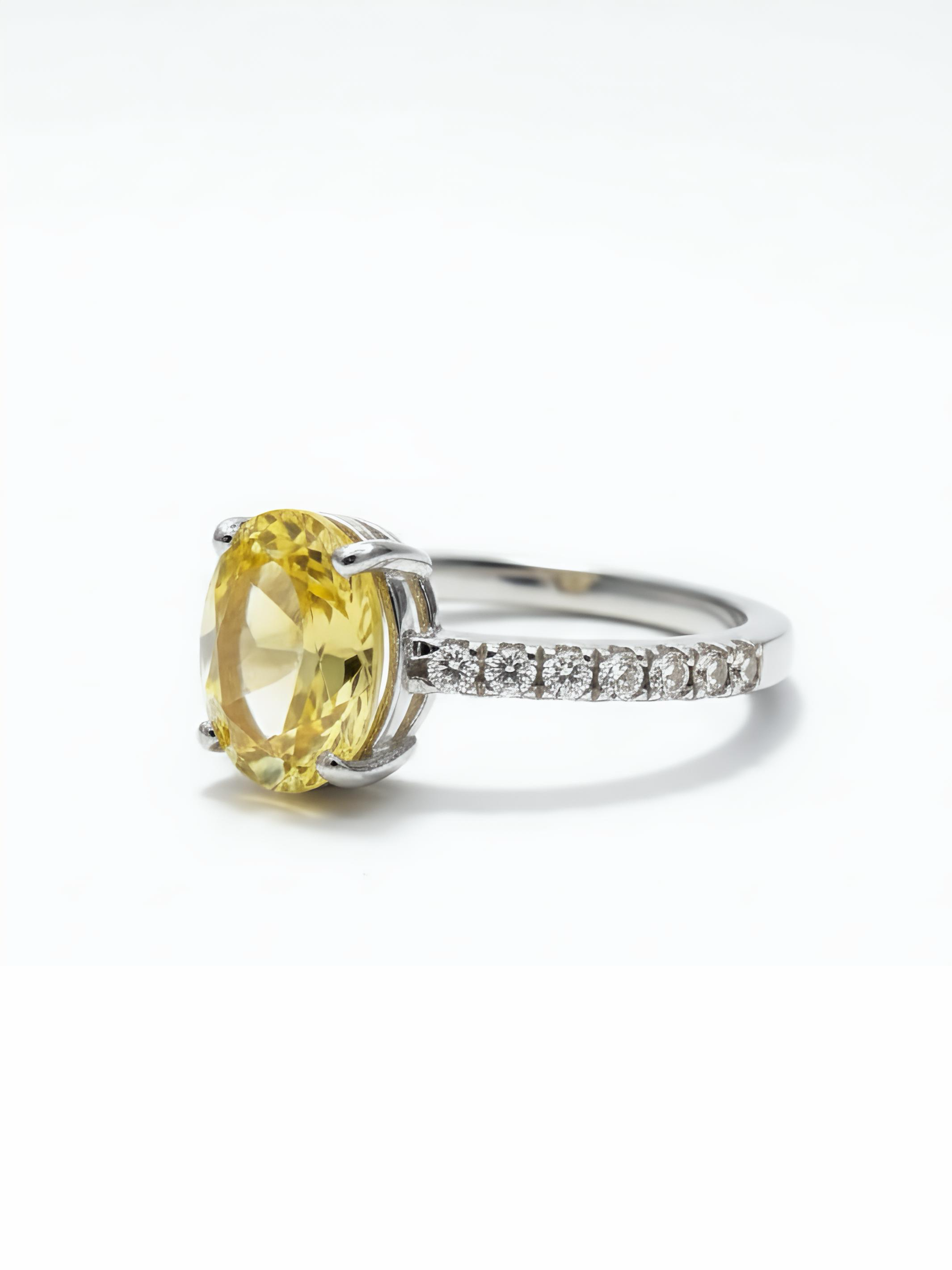 Pure Silver Yellow Sapphire Ring