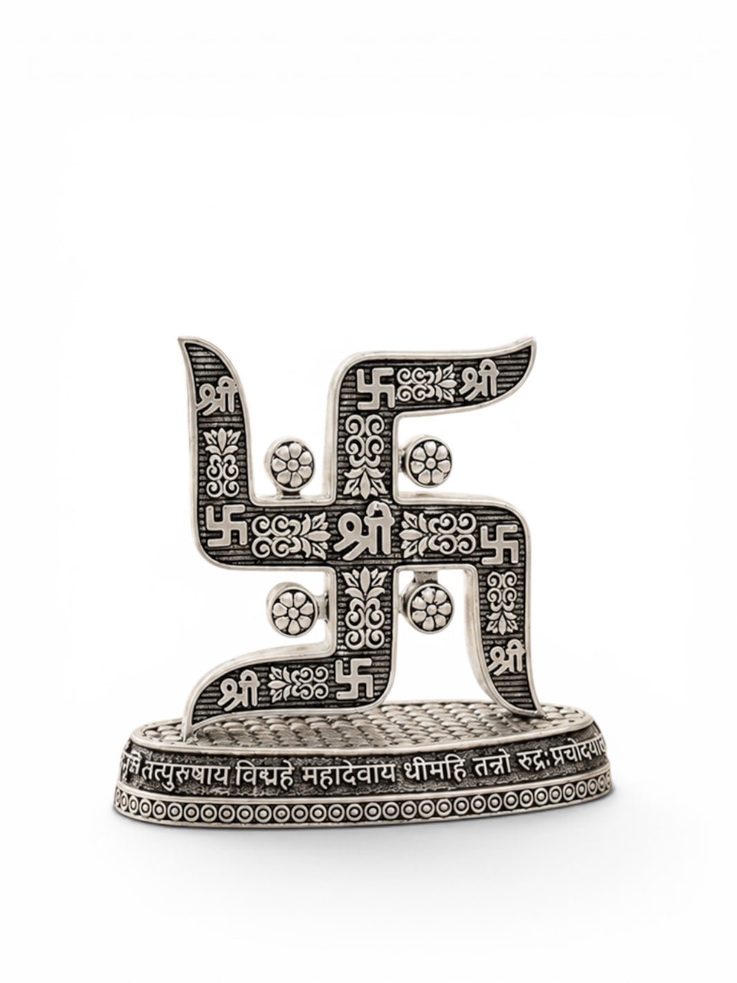 Pure Silver Antique Swastik Mantra symbol