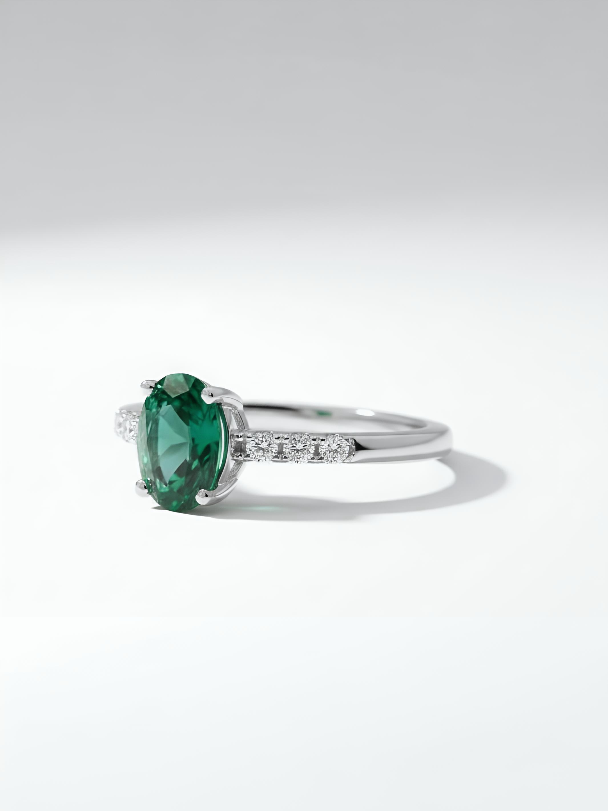 Pure Silver Green Sapphire Ring