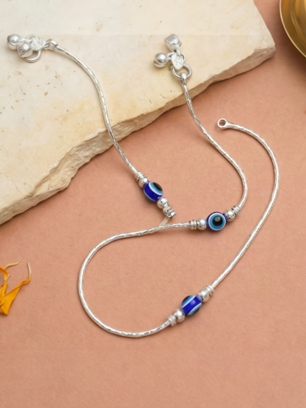 Evil Eye Pure Silver Anklet/ Payal Pair