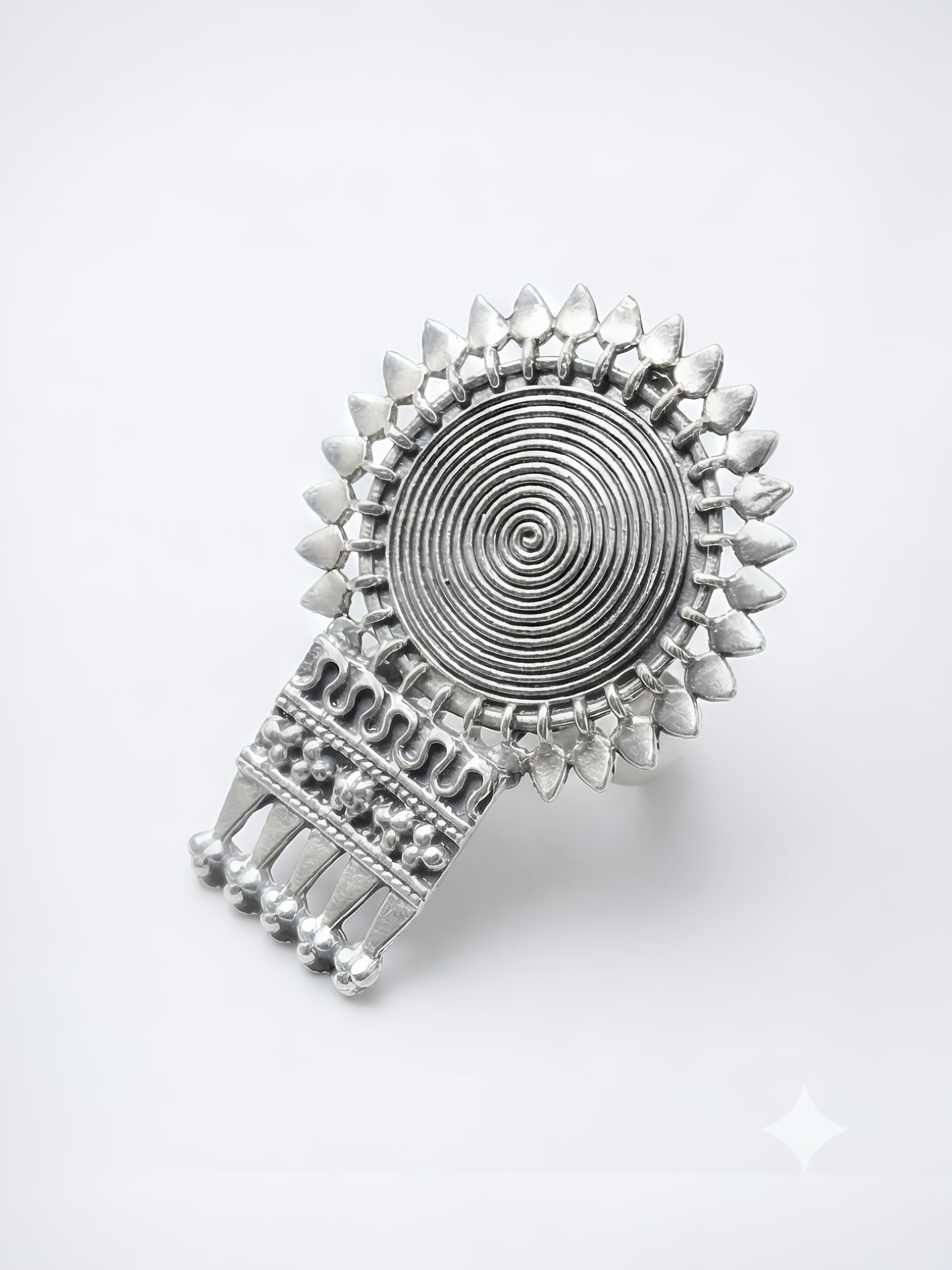 Artistic Silver Flower Pure Silver Ring