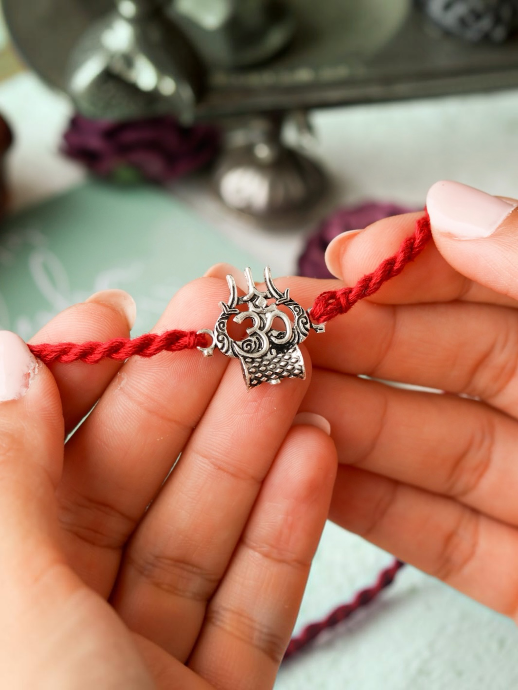 Trishul of Blessings 92.5 Pure Silver Rakhi