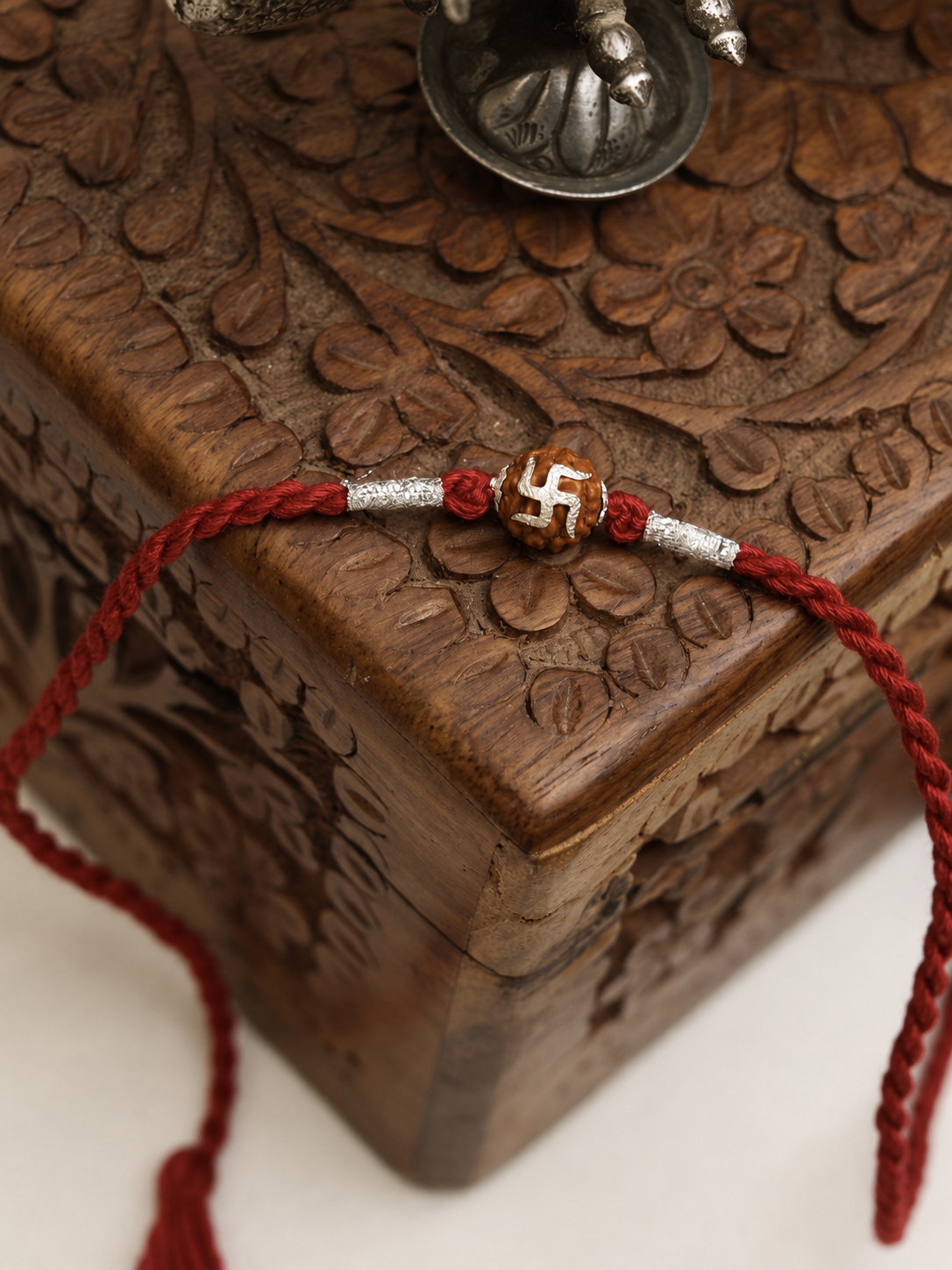 Swastik On Rudraksha 92.5 Pure Silver Rakhi