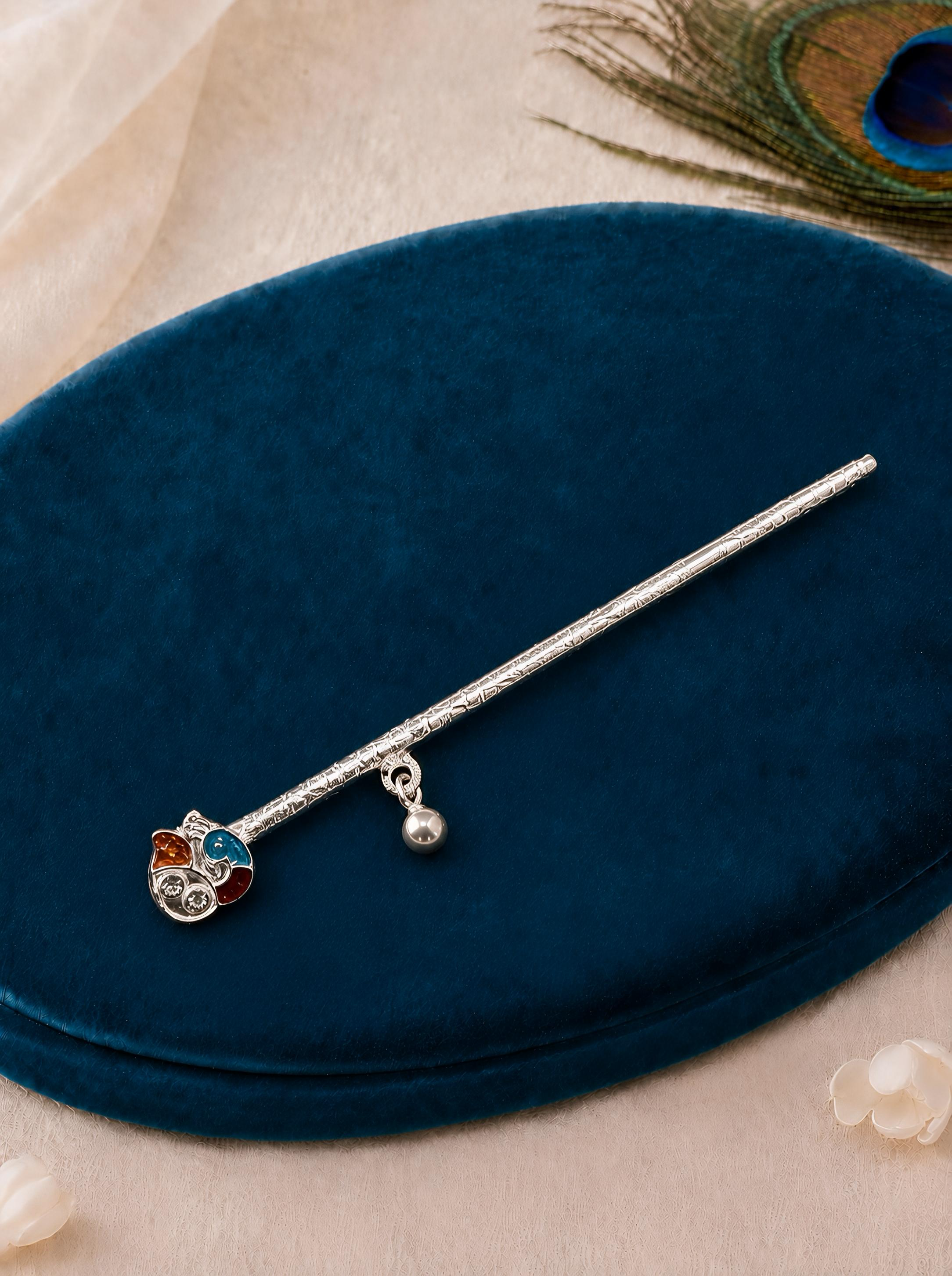 Pure Silver Handmade Peacock Flute/ Bansuri