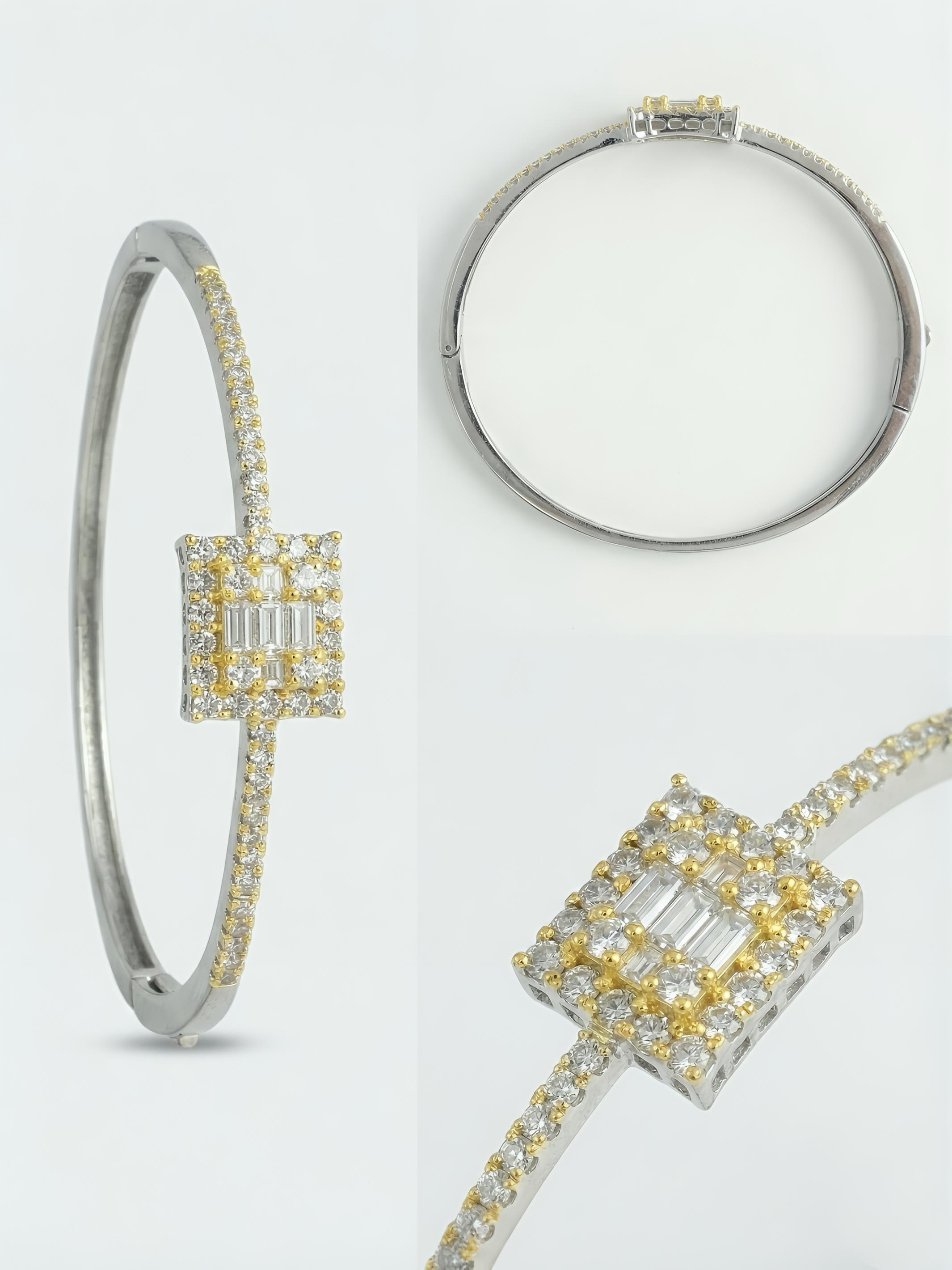 Radiant Baguette Halo Pure Silver Bracelet