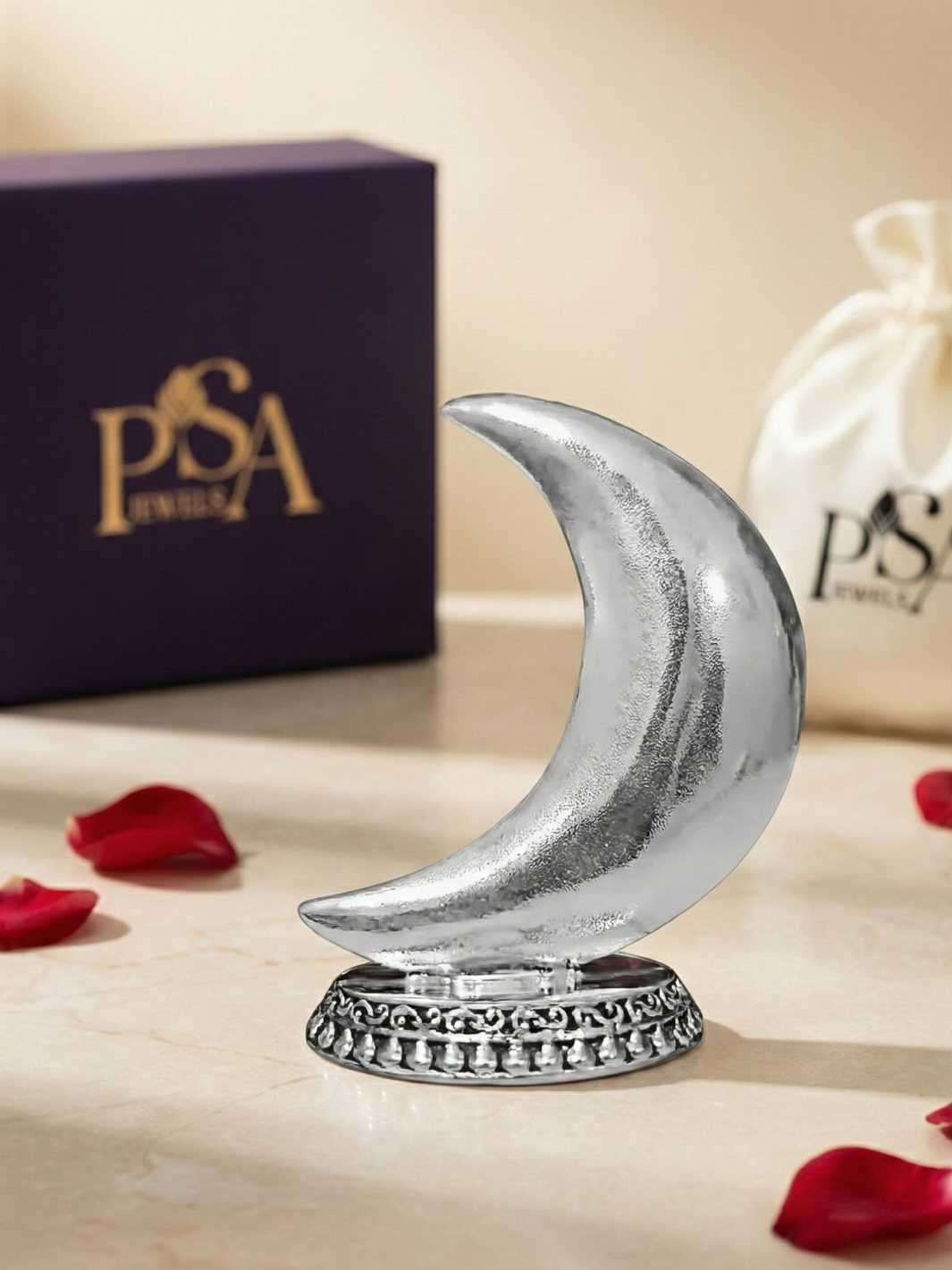 Pure Silver Antique Finish Chand Idol