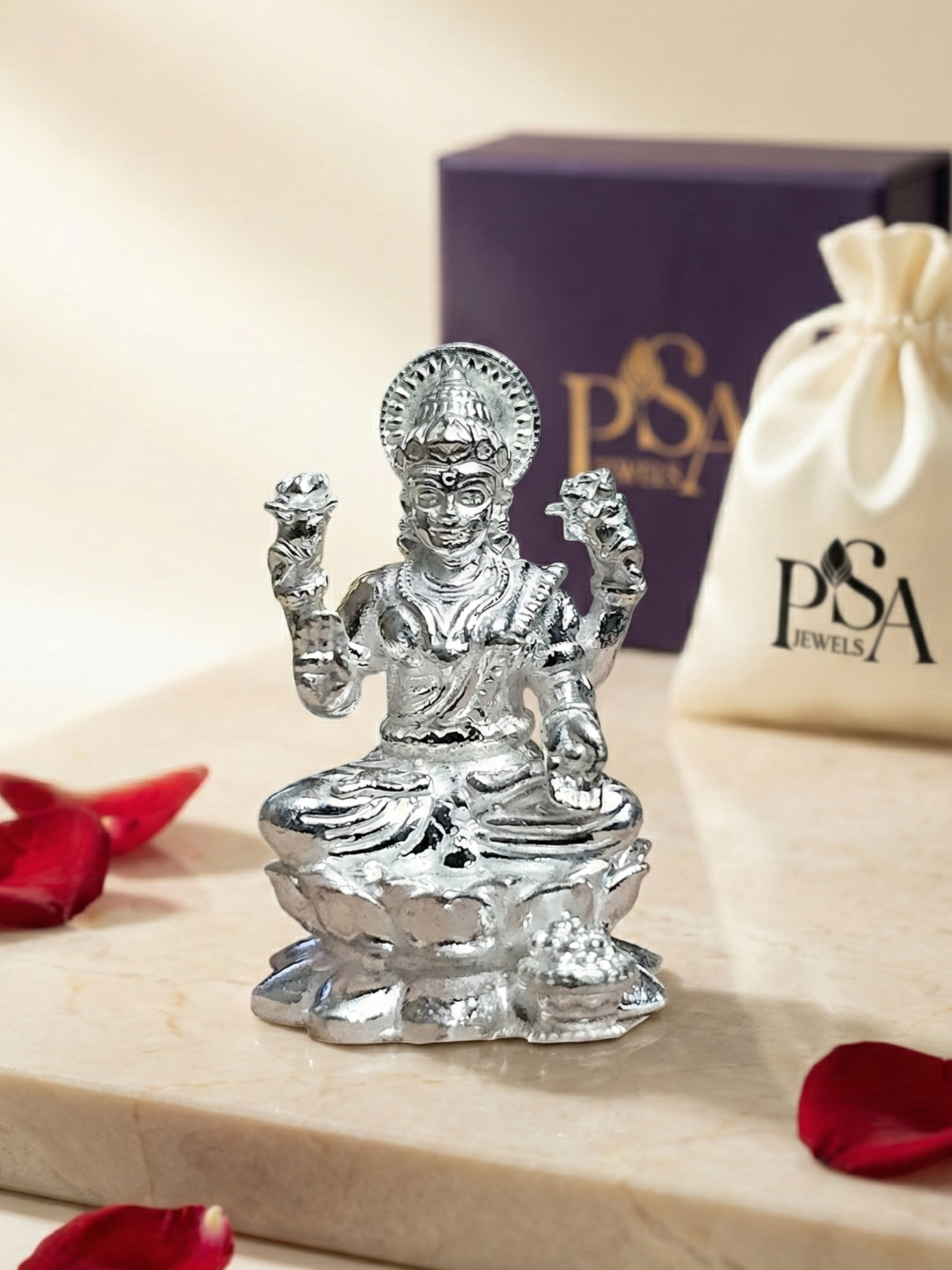 Pure Silver Solid Antique Lakshmi Idol