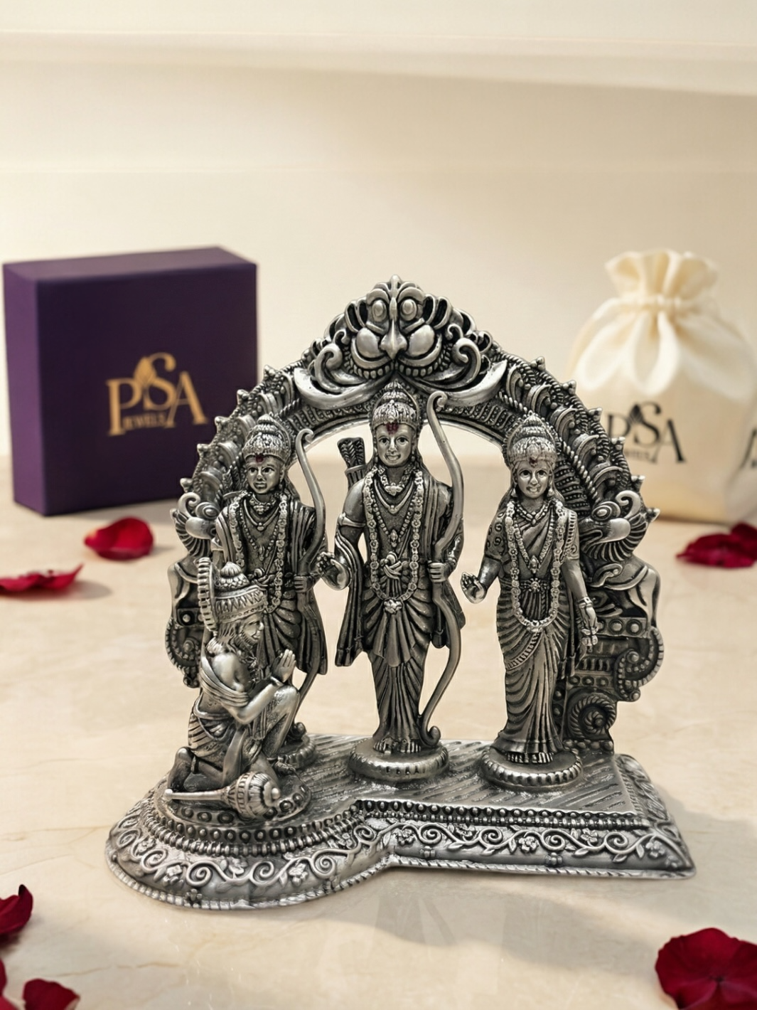 Pure Silver Ram Darbar Antique Finish Idol