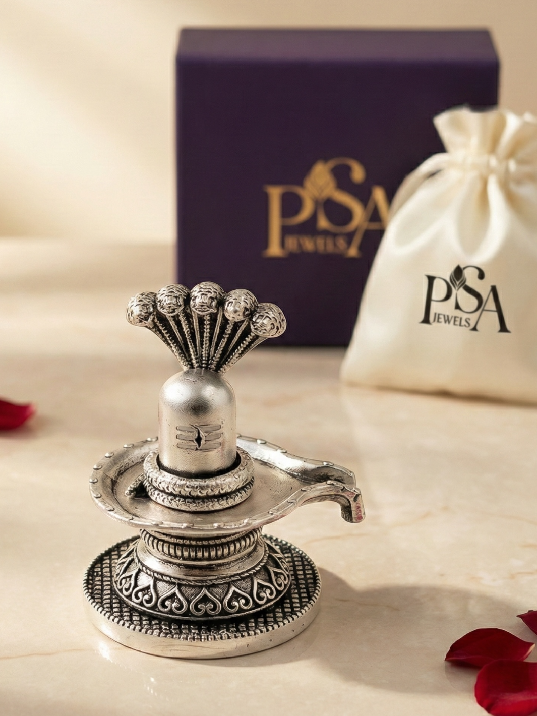Pure Silver Antique Finish Lord Shivaling