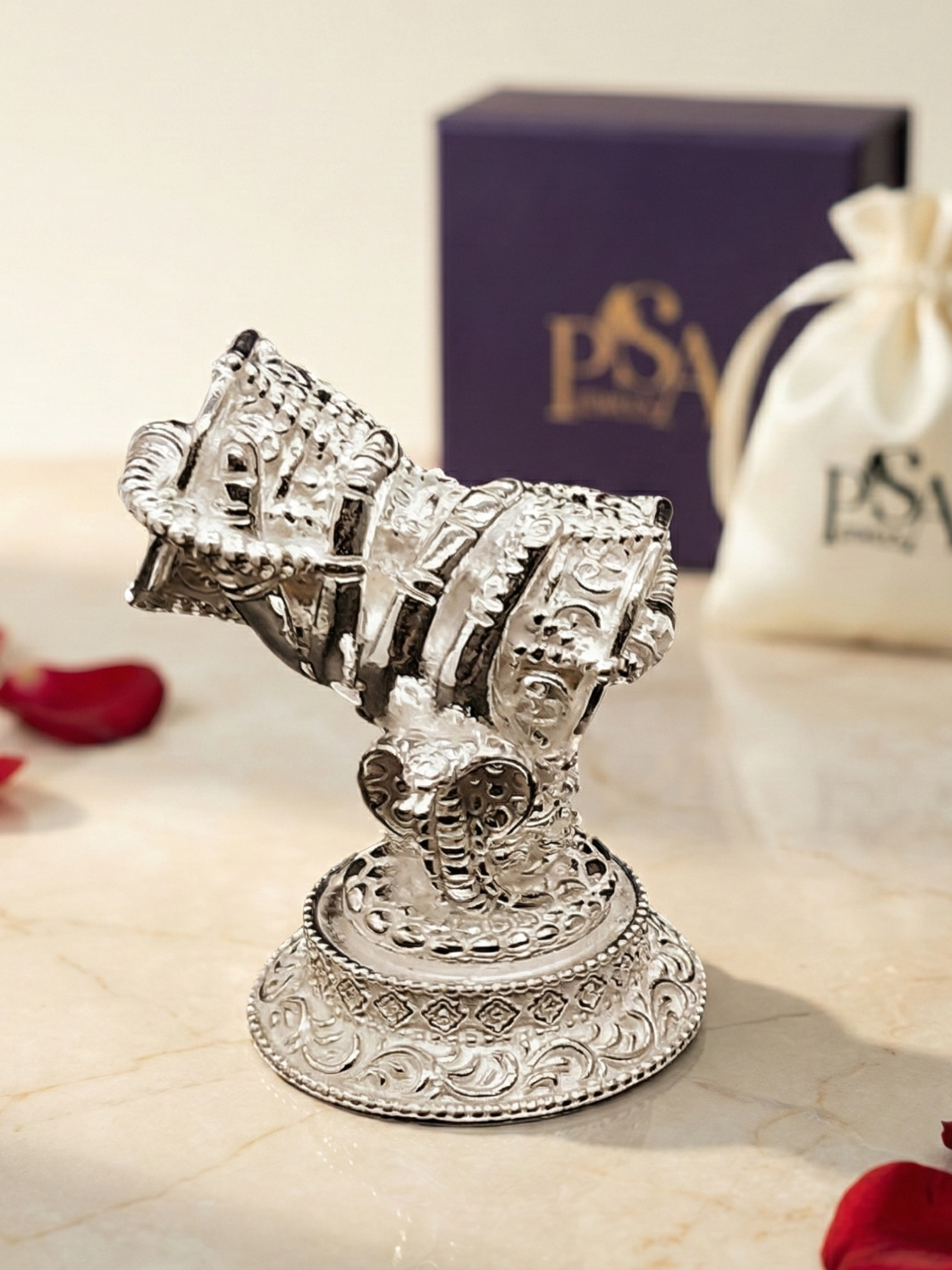 Pure Silver Antique Mini Damru In Hand