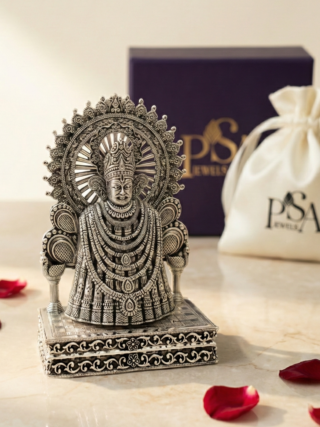 Pure Silver Shree Khatu Shyam Idol with Singhasan
