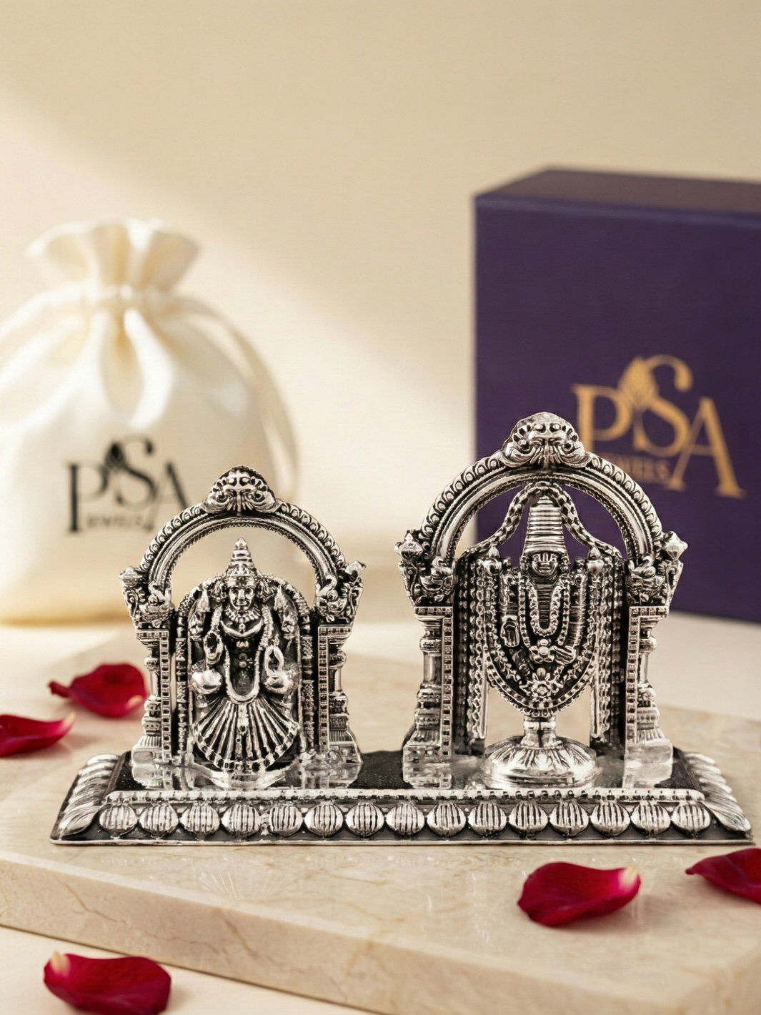 Pure Silver Tirupati Balaji and Padmavati Idol