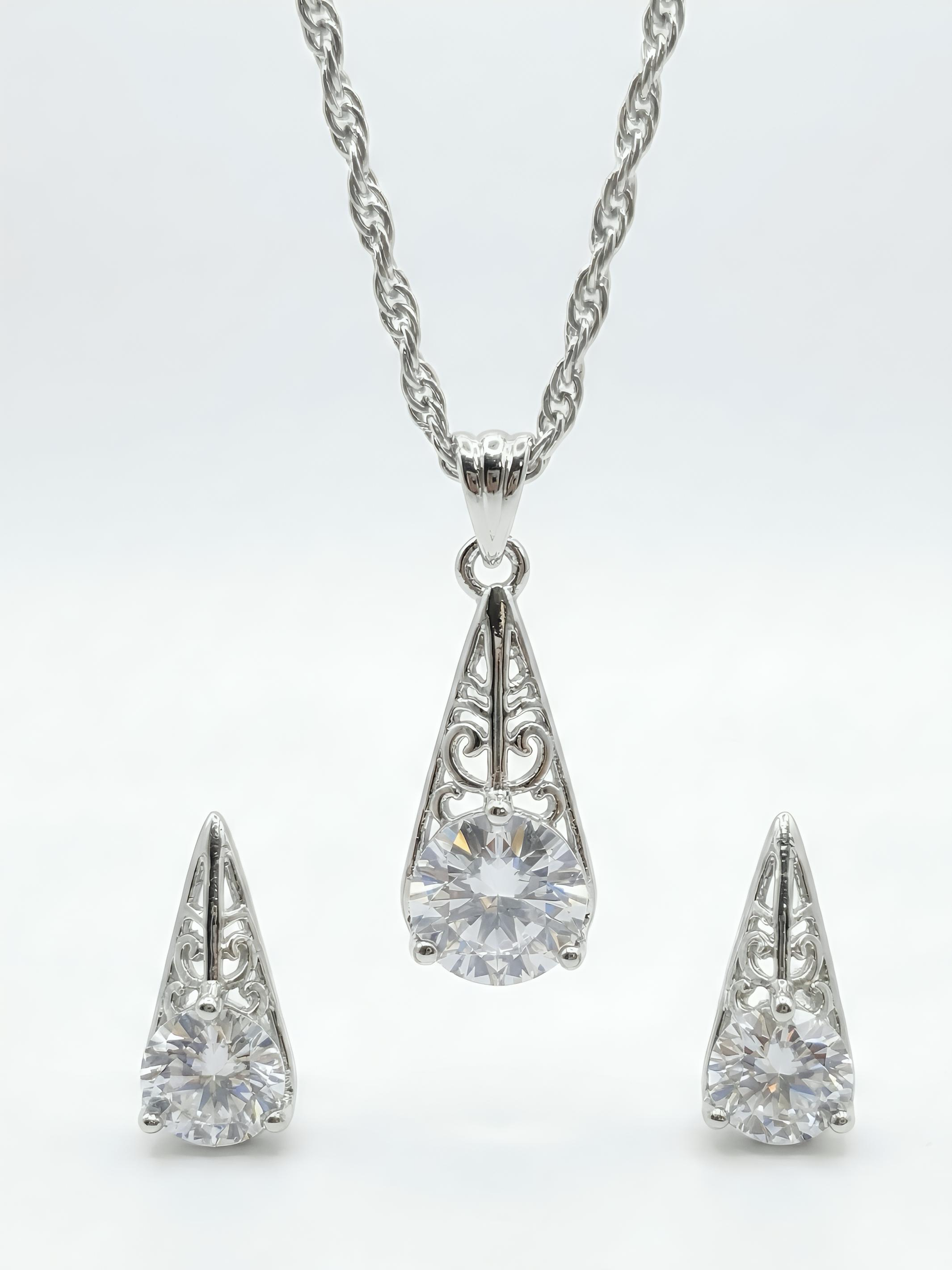 The Aria Drop Sterling Silver Pendant Set