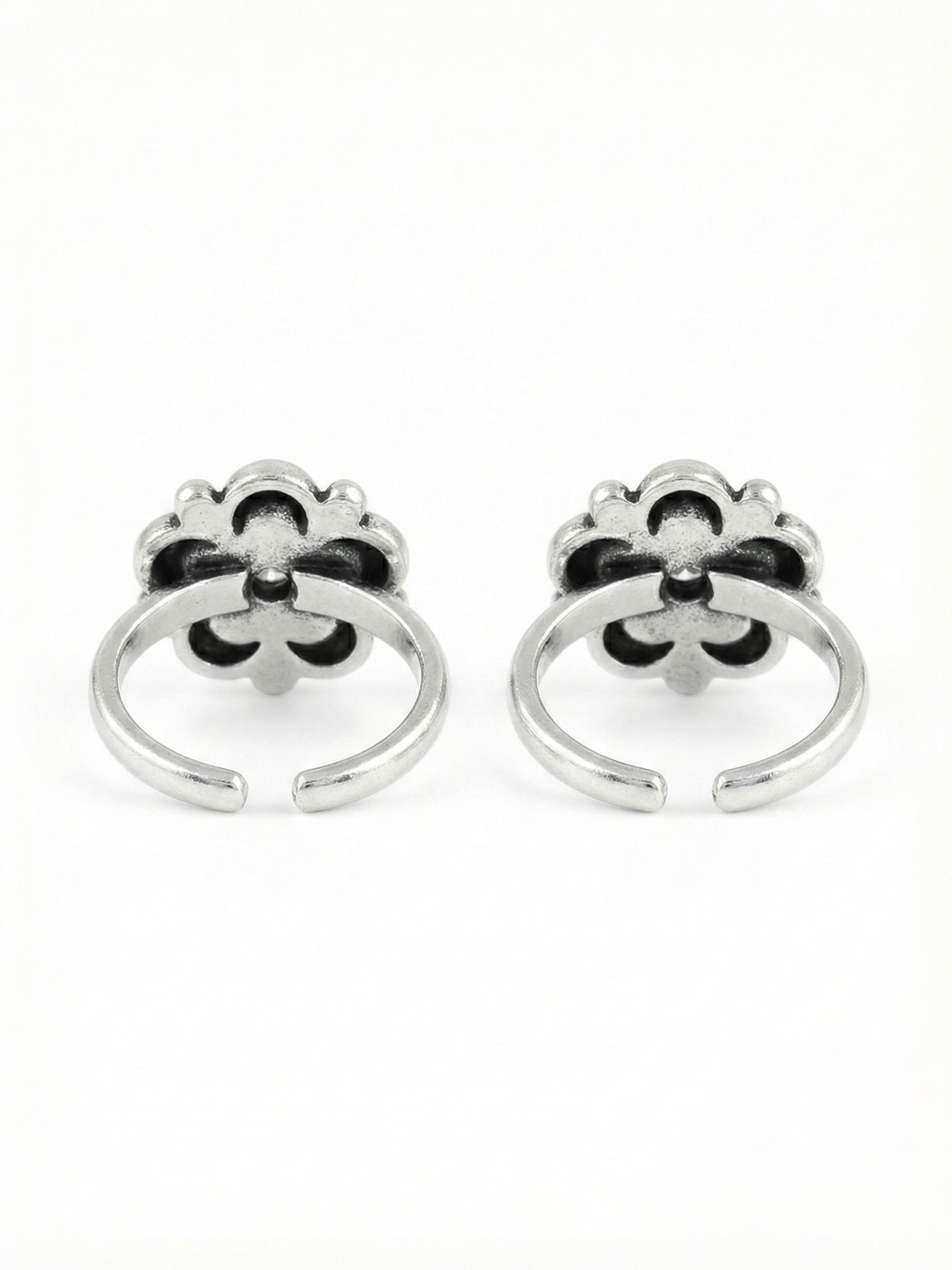 Artistic Flower Pure Silver Toe Rings