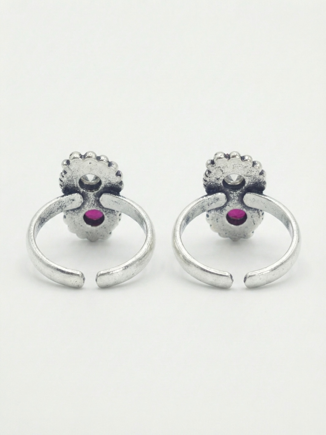 Artistic Ruby Pure Silver Toe Rings