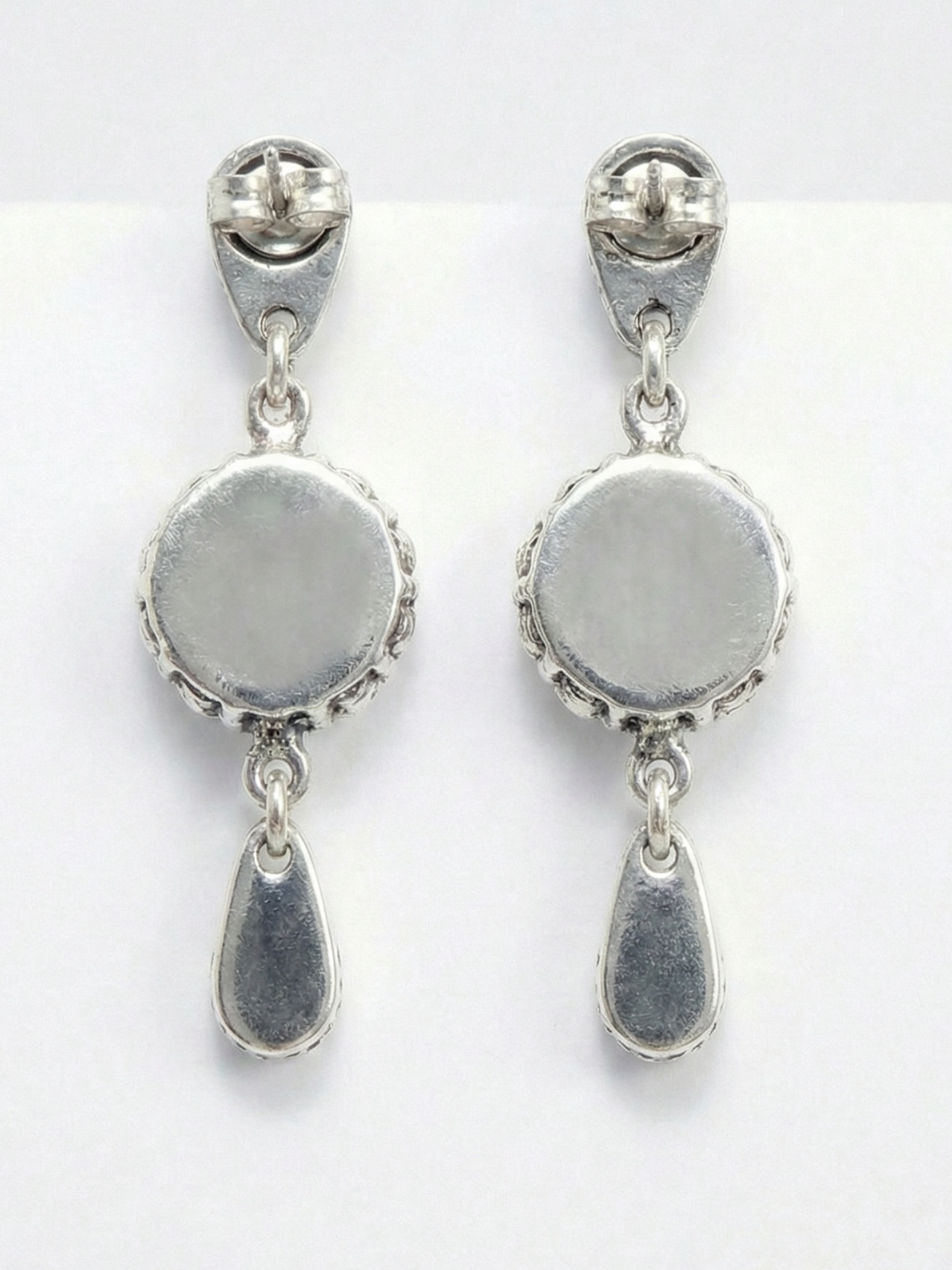 White Stone Dangling Pure Silver Earring