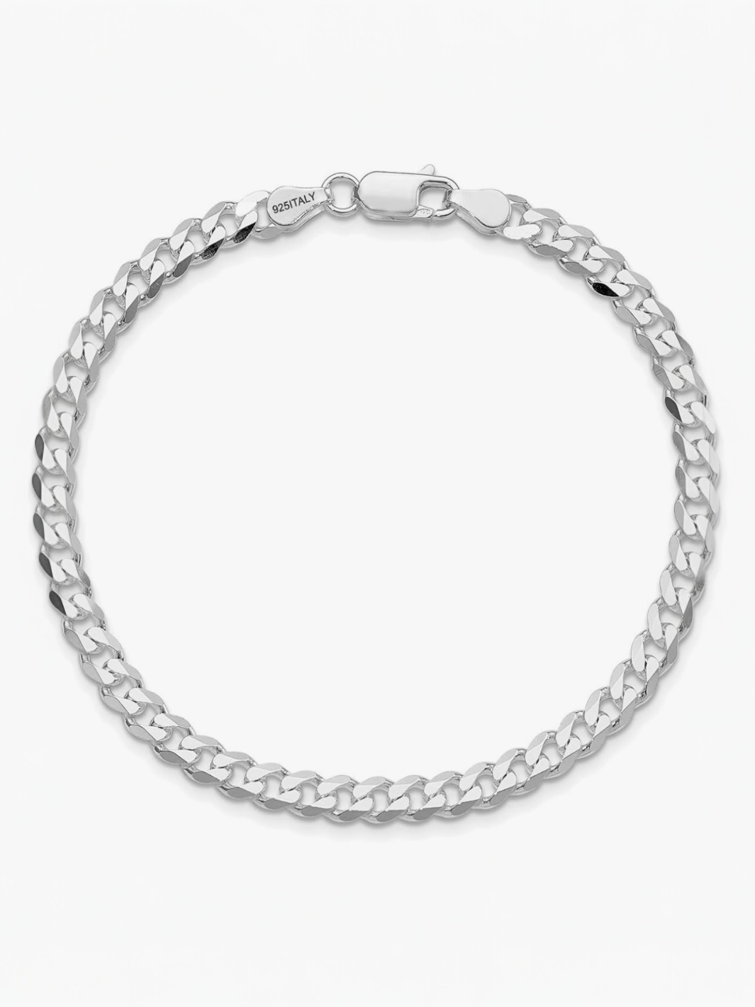 Pure Silver Curb Solid Diamond Cut Cuban Link Bracelet for Men