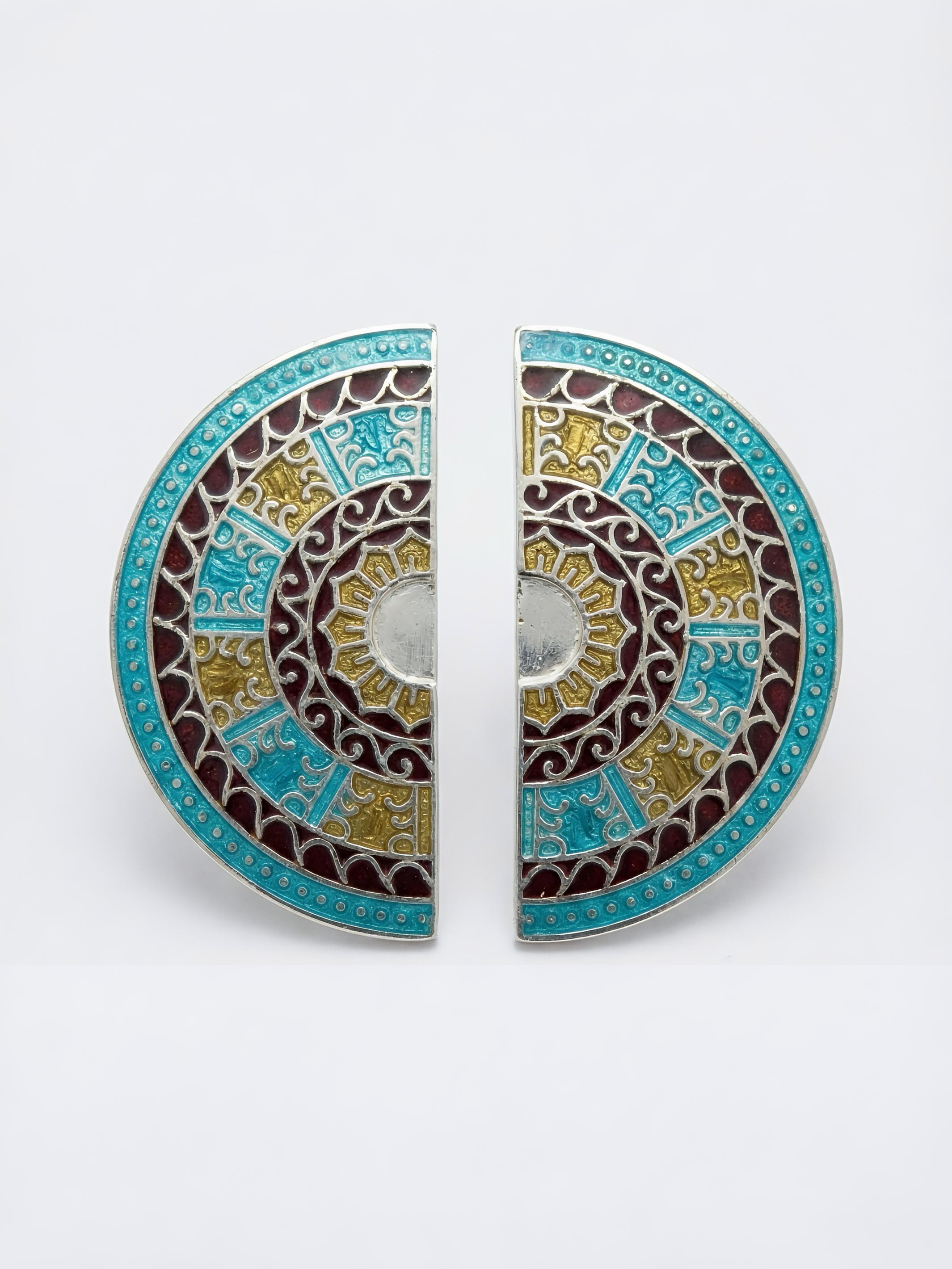 The Azure Mandala Enamel Pure Silver Studs