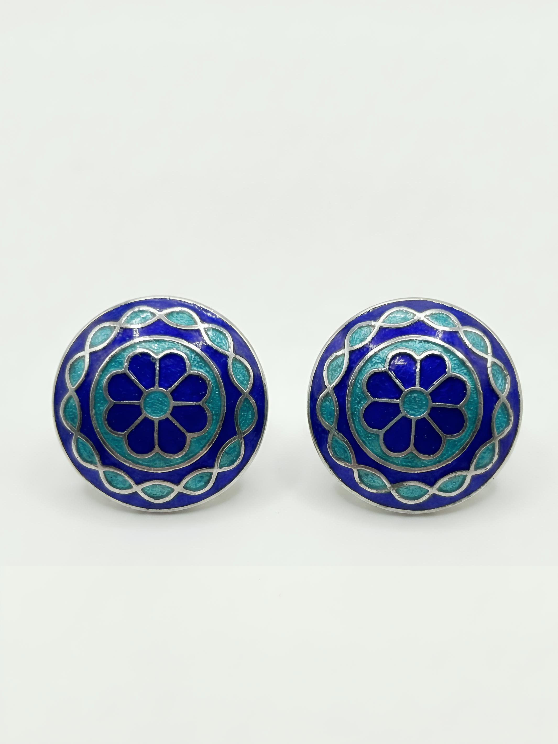 The Royal Enamel Mandala Pure Silver Studs