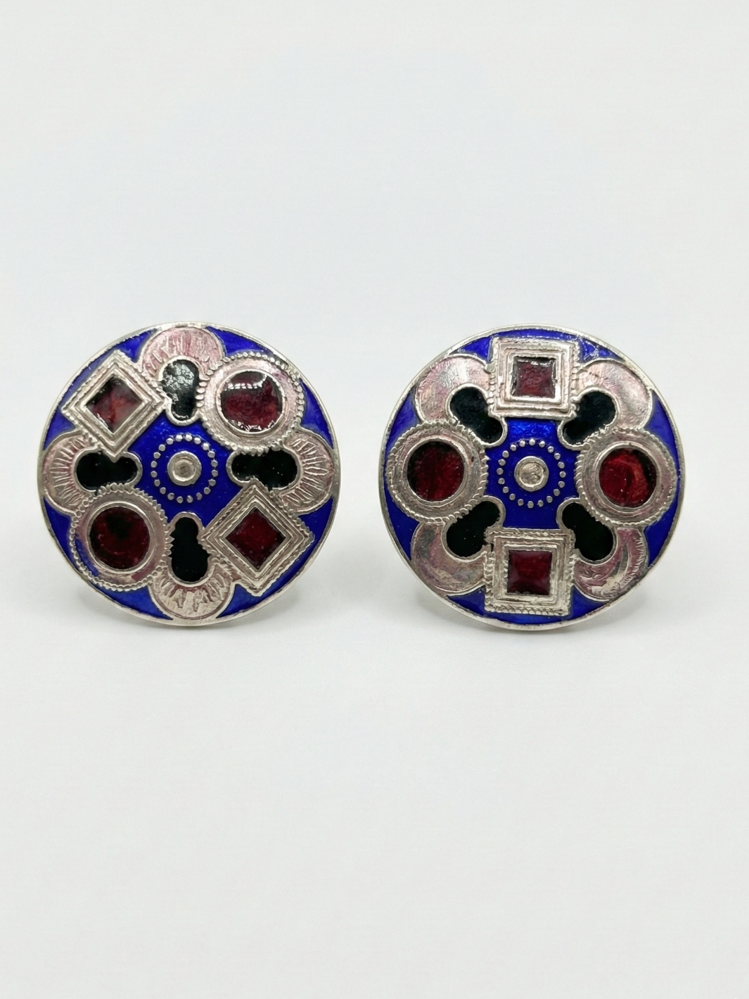 The "Royal Byzantine" Pure Silver Enamel Studs