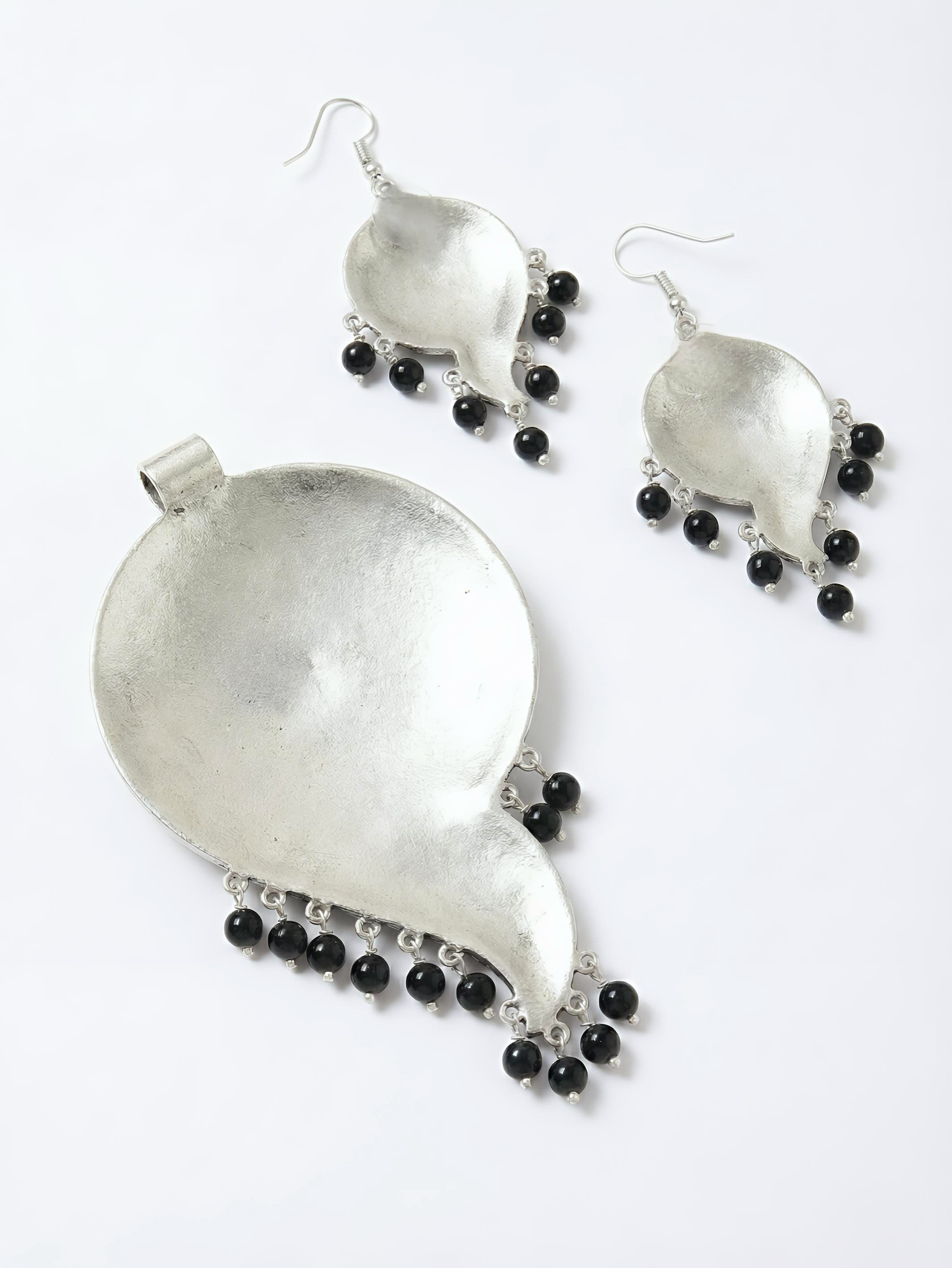 The Mayura Enamel Pure Silver Pendant Set