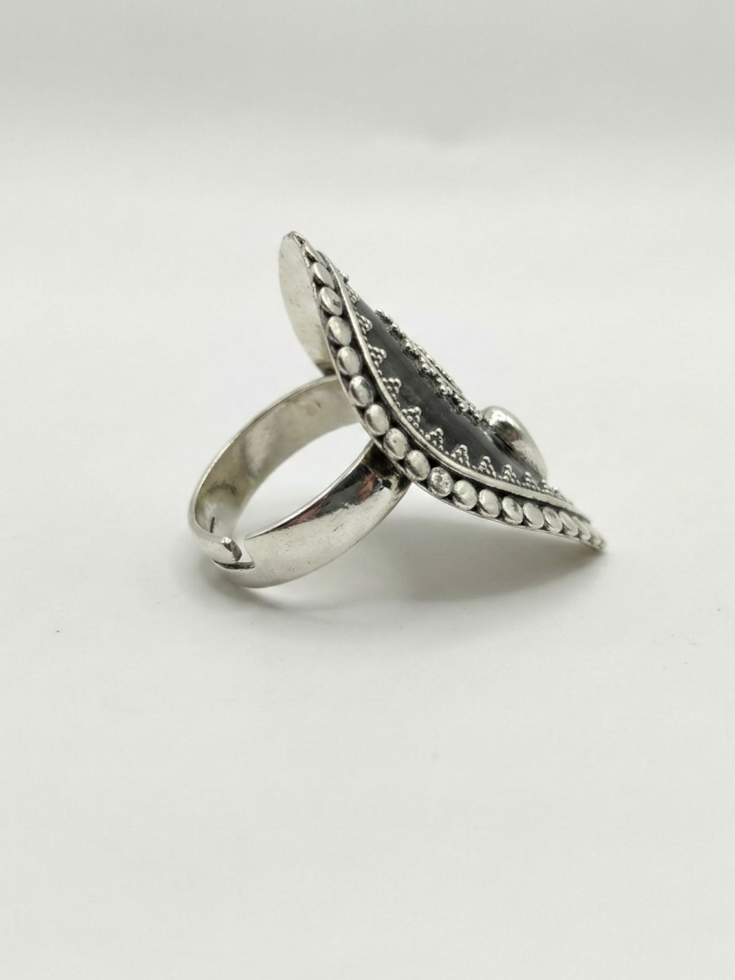 Oxidized Tribal Shield Statement Pure Silver Ring