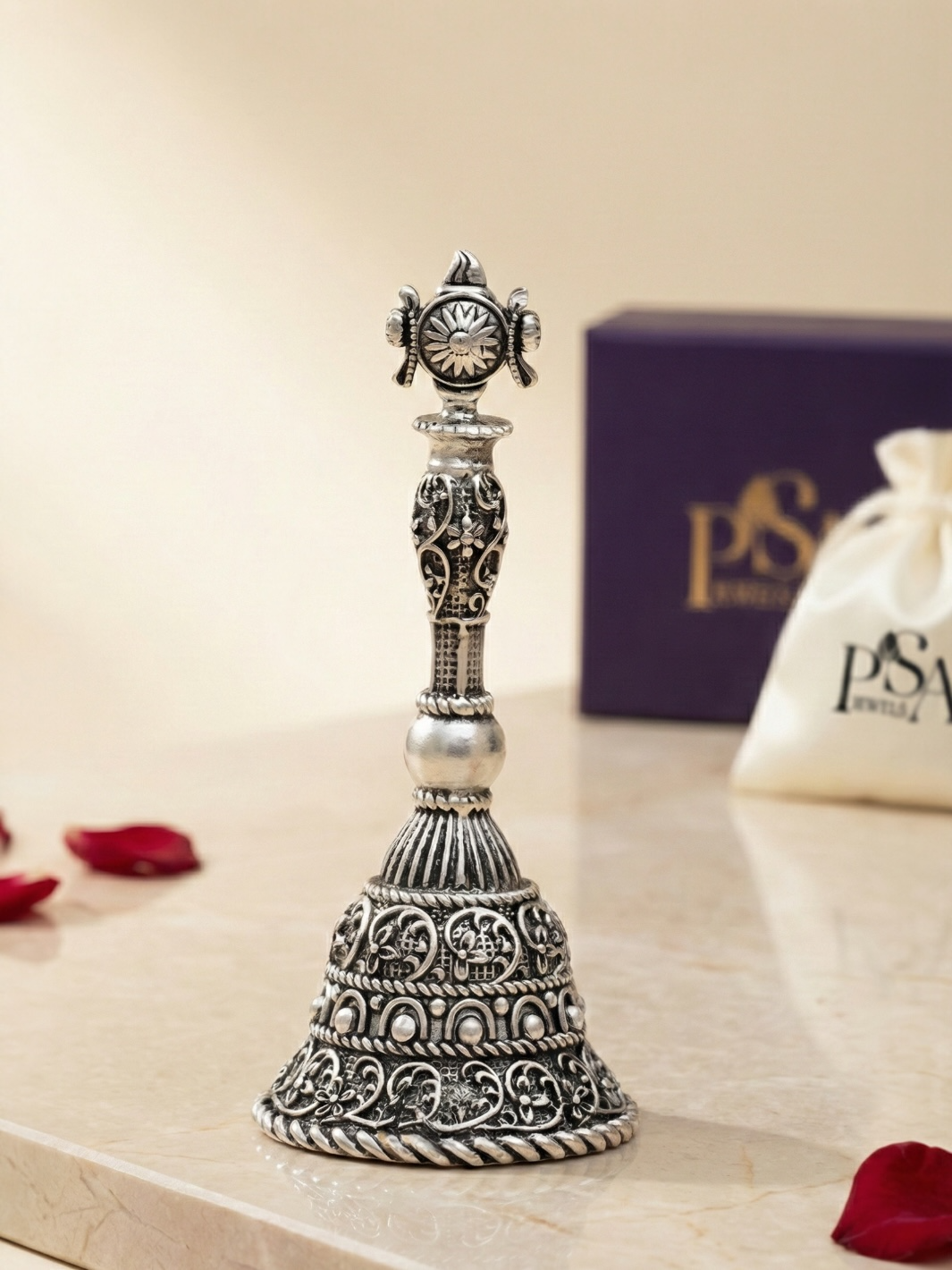 Pure Silver 3D Chakram Bell