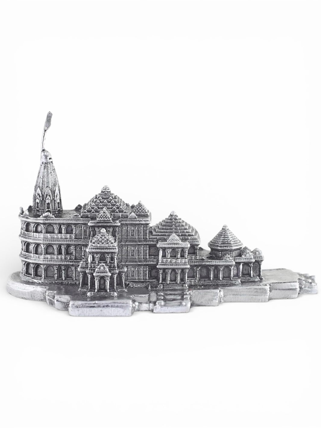 Shree Ram Ayodhya Temple 3D Model in Antique Finish Pure Silver Idol